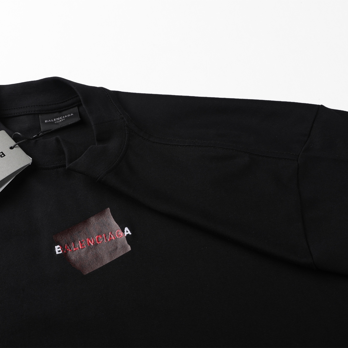 Balenciaga 巴黎世家 美纹纸胶带 印花短袖 T恤 圆领 短款 夏季 黑色A5 764235TSVG28737