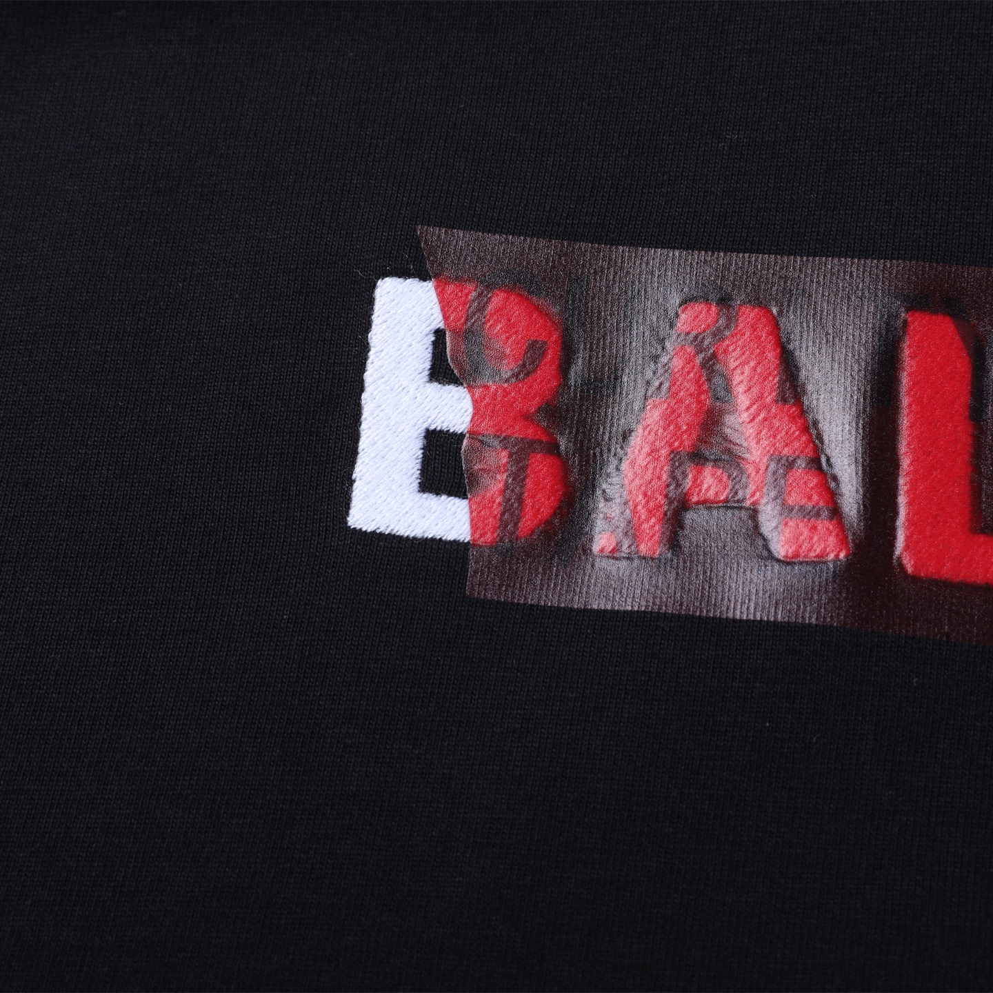 Balenciaga 巴黎世家 美纹纸胶带 印花短袖 T恤 圆领 短款 夏季 黑色A5 764235TSVG28737