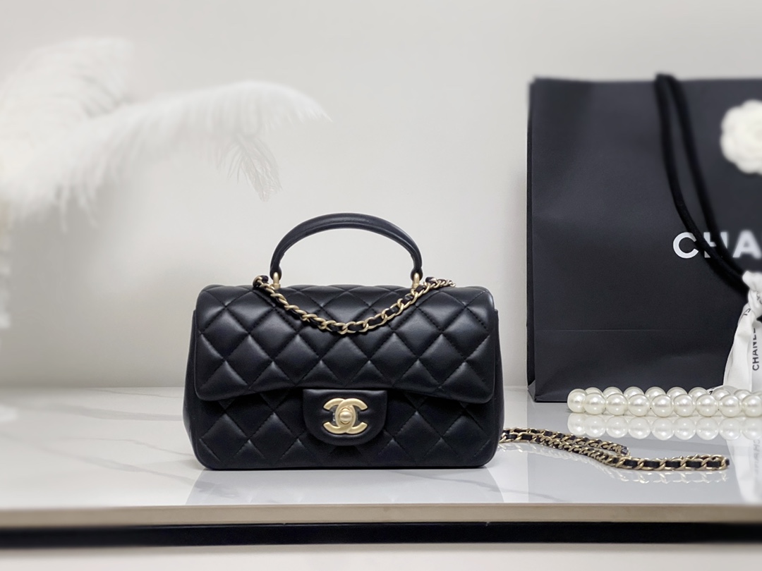 原厂皮 Chanel 香奈儿 Classic Flap CF 做旧五金 头层皮 手提袋 斜挎包 包包 菱格纹 2101Y821 黑色 AS2431-B05810-94305