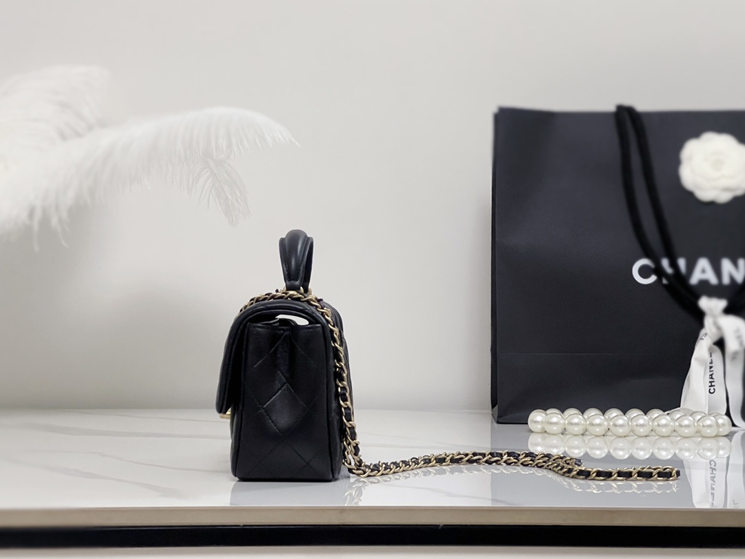 原厂皮 Chanel 香奈儿 Classic Flap CF 做旧五金 头层皮 手提袋 斜挎包 包包 菱格纹 2101Y821 黑色 AS2431-B05810-94305