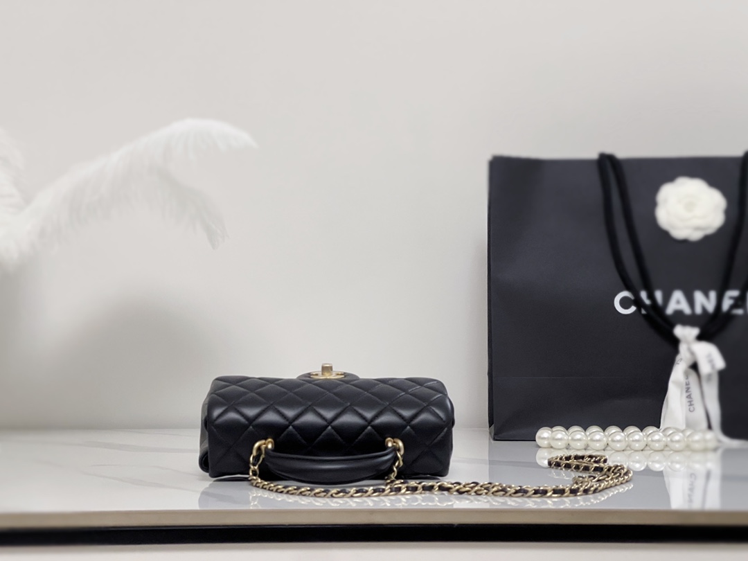 原厂皮 Chanel 香奈儿 Classic Flap CF 做旧五金 头层皮 手提袋 斜挎包 包包 菱格纹 2101Y821 黑色 AS2431-B05810-94305