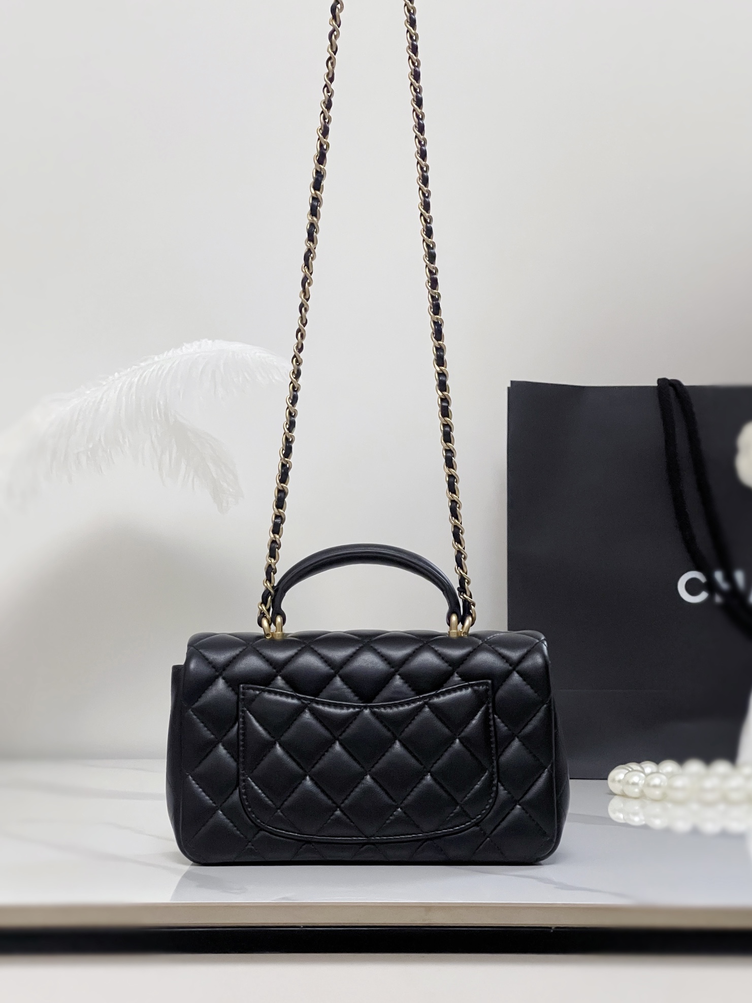 原厂皮 Chanel 香奈儿 Classic Flap CF 做旧五金 头层皮 手提袋 斜挎包 包包 菱格纹 2101Y821 黑色 AS2431-B05810-94305