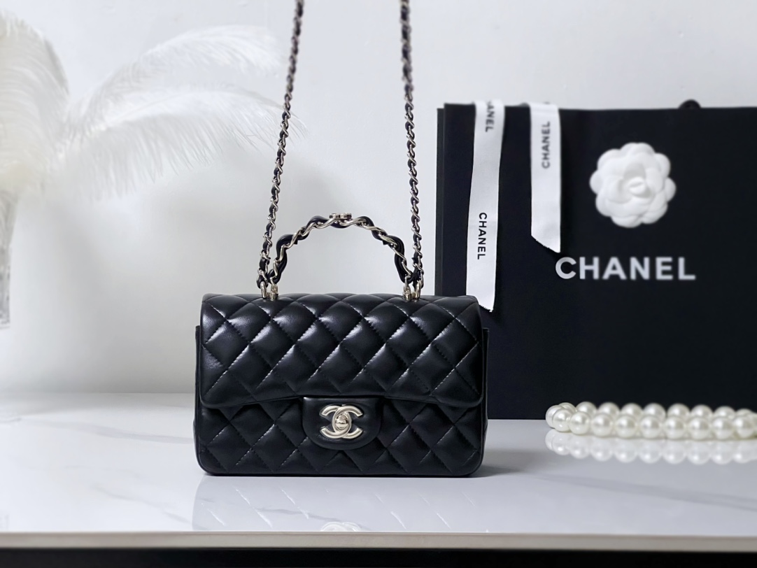原厂皮 23K Chanel 香奈儿 Classic Flap CF 做旧五金 头层皮 手提袋 斜挎包 包包 菱格纹 2431Y831 黑色  AS4409-B14245-94305