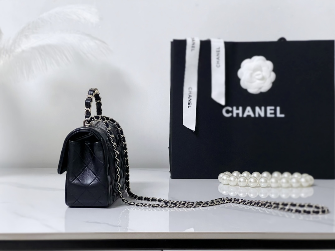 原厂皮 23K Chanel 香奈儿 Classic Flap CF 做旧五金 头层皮 手提袋 斜挎包 包包 菱格纹 2431Y831 黑色  AS4409-B14245-94305