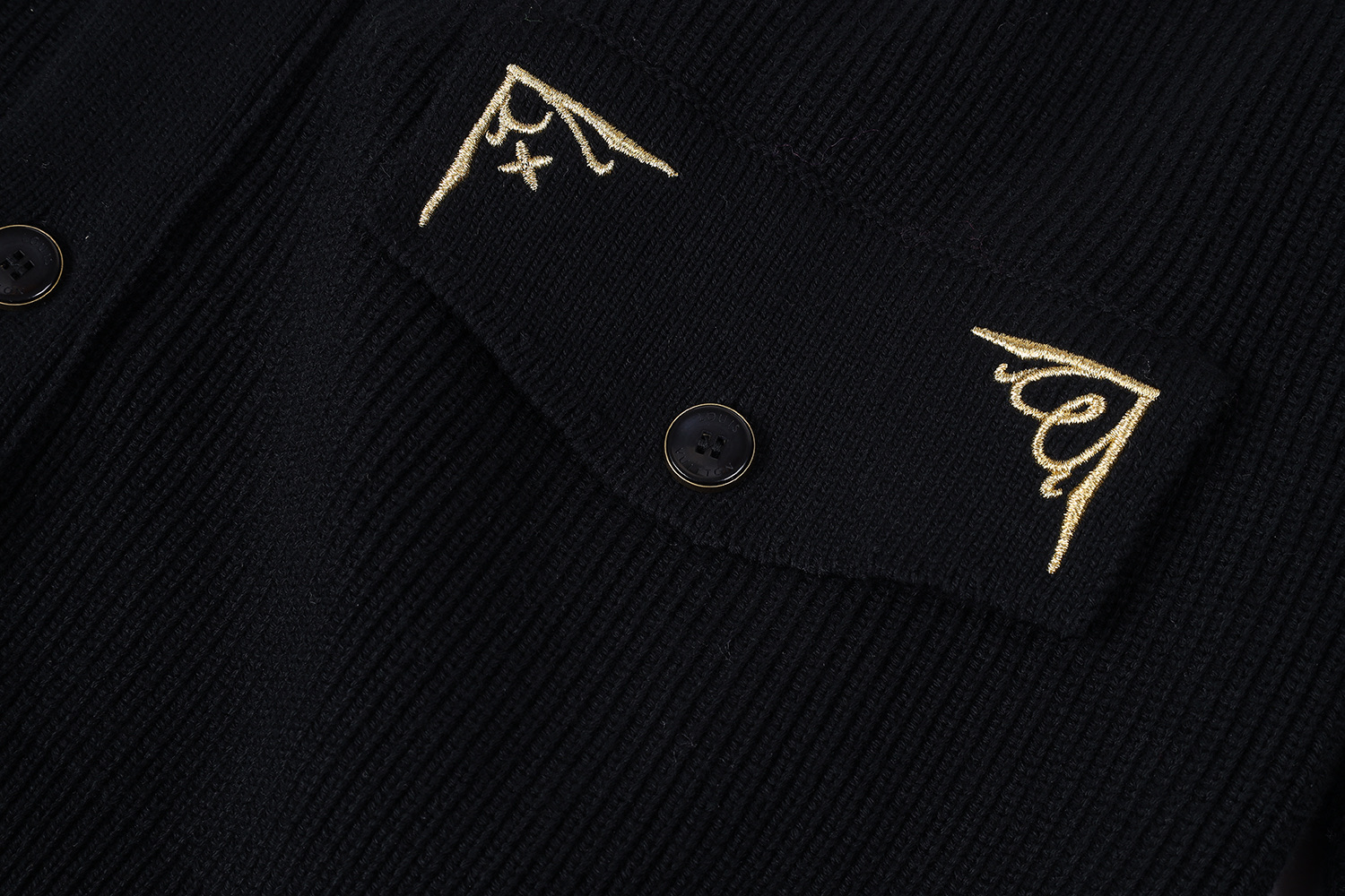 LOUIS VUITTON 路易威登  LV 金丝刺绣开衫 单排扣 针织 上衣 黑色 1AHVNO