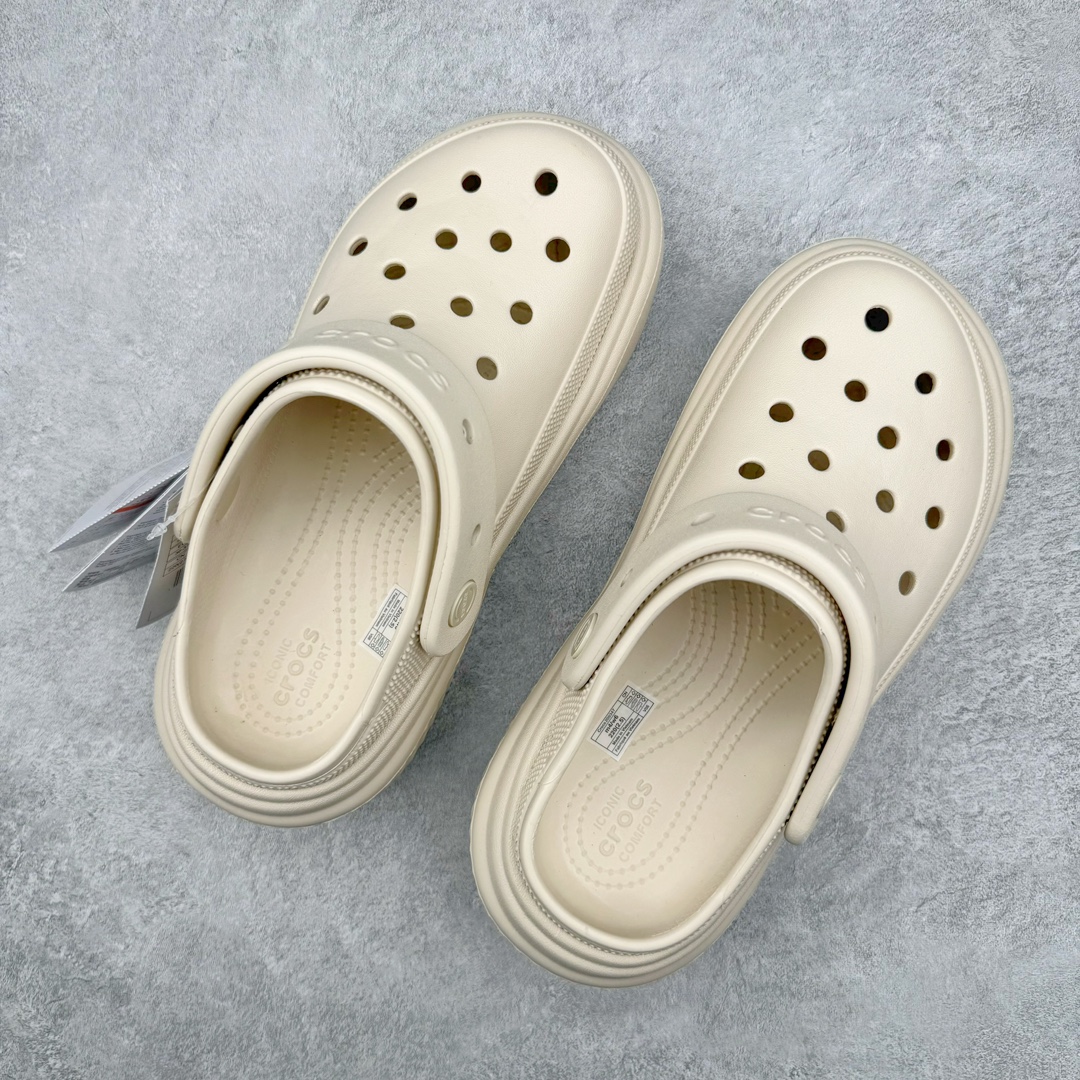 Crocs 卡骆驰 雪屋 EVA 通勤 凉鞋 室内外 拖鞋 沙滩鞋  洞洞鞋 女鞋 5.5CM 米色