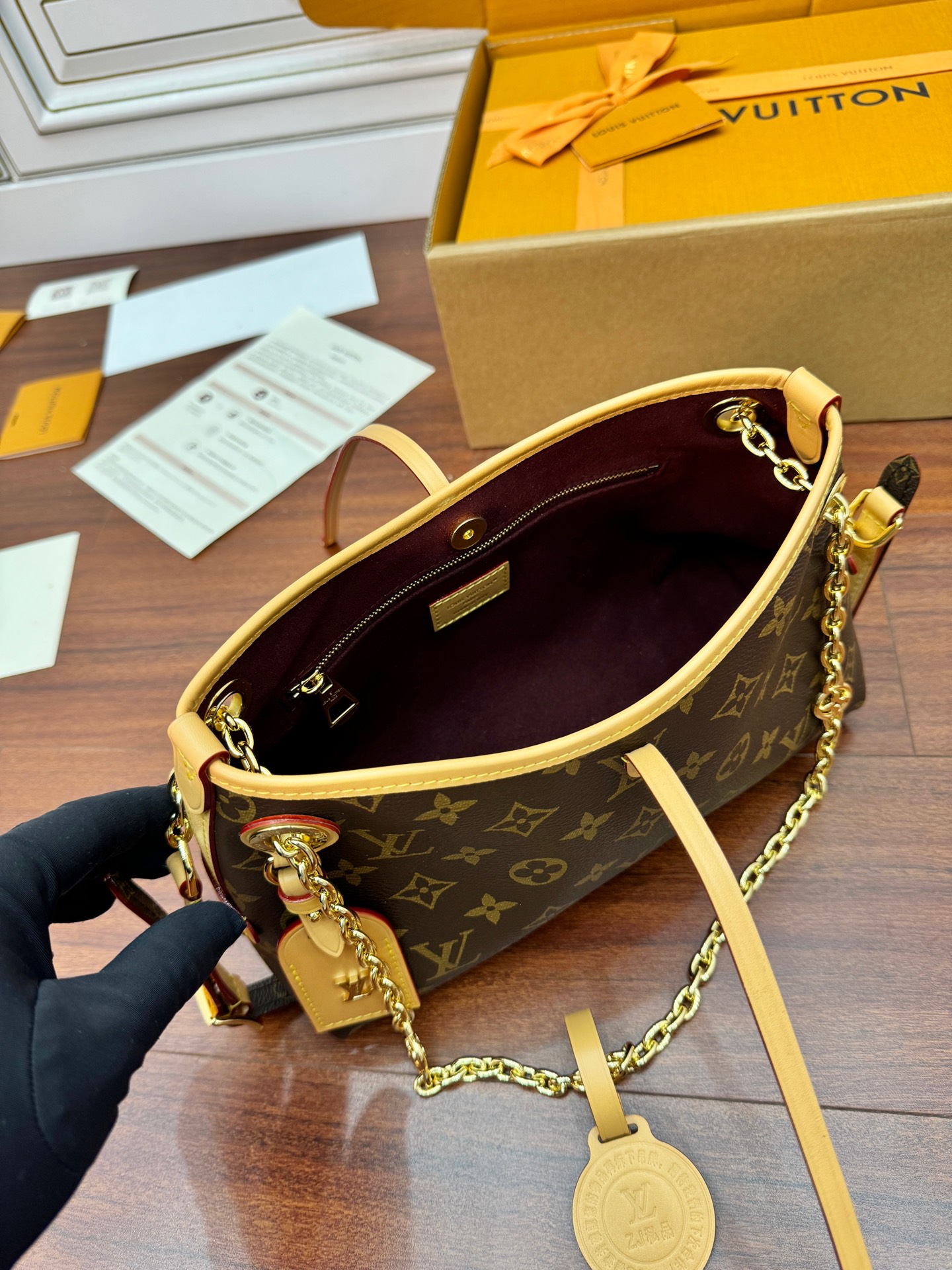 特級芯片 LOUIS VUITTON Carryall BB LV 路易威登  牛皮革 斜挎包 单肩包 双肩包 水桶 手提包 老花棕色 M13014