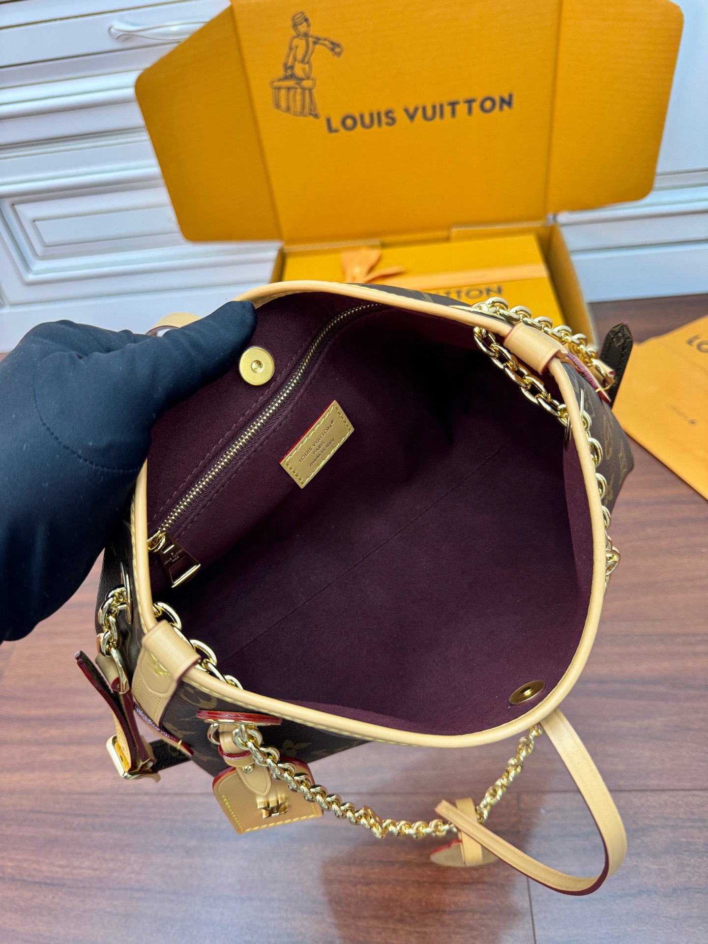 特級芯片 LOUIS VUITTON Carryall BB LV 路易威登  牛皮革 斜挎包 单肩包 双肩包 水桶 手提包 老花棕色 M13014