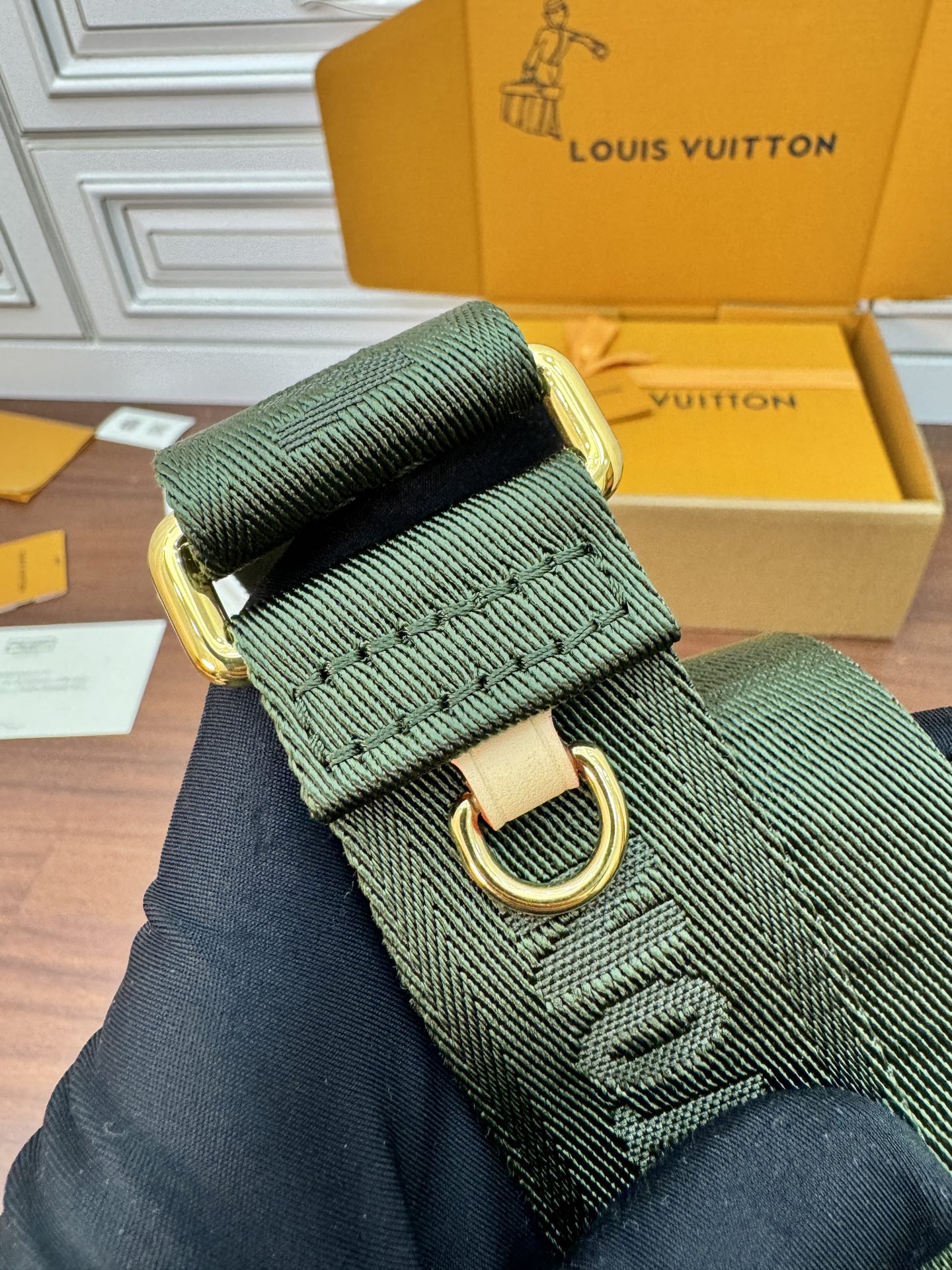 特級芯片 LOUIS VUITTON Multi Pochette LV 链条老花五合一组合包帆布拼皮麻将包 斜挎包 单肩包 腋下包 女款 卡其绿 M44813 