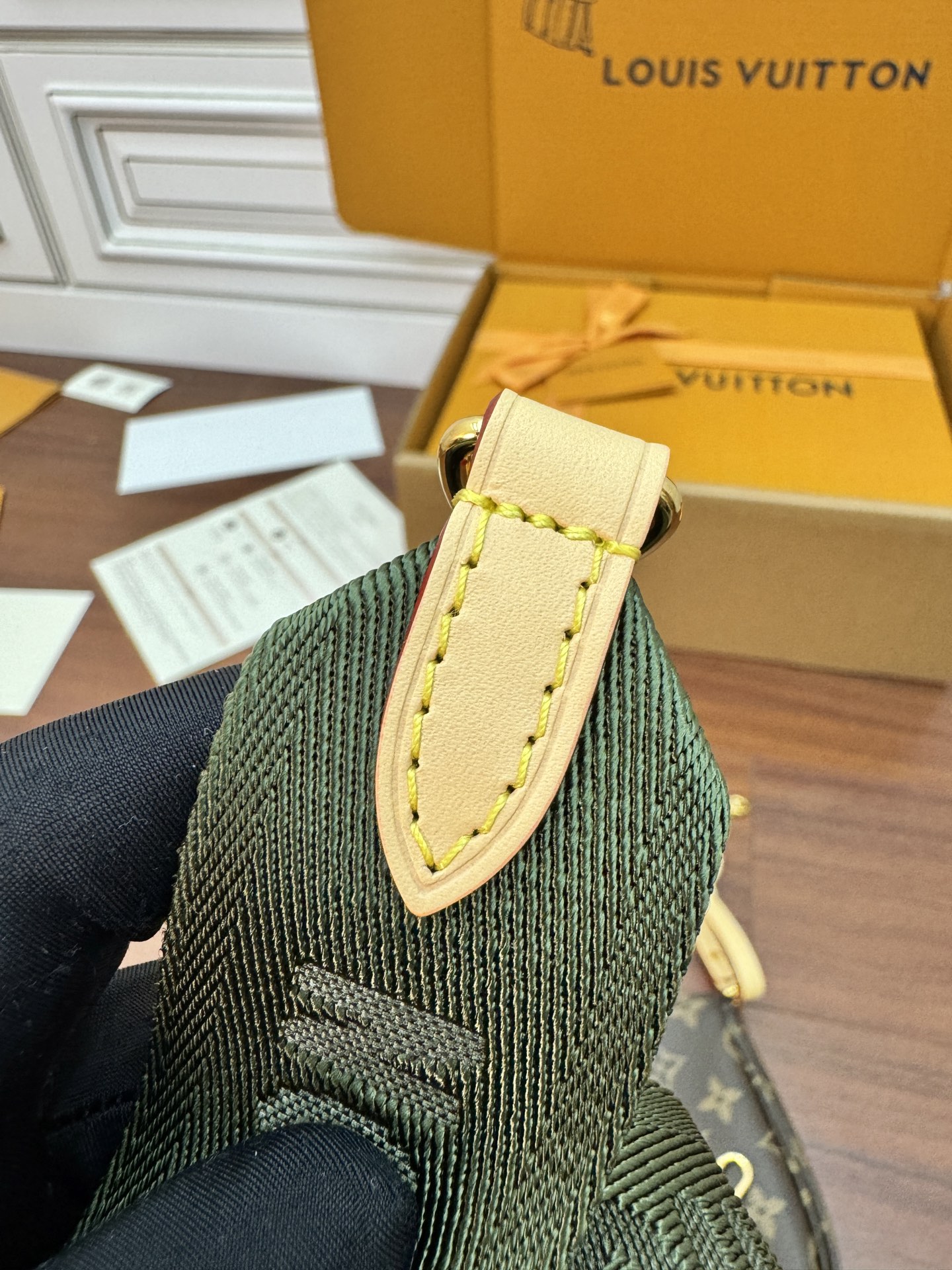 特級芯片 LOUIS VUITTON Multi Pochette LV 链条老花五合一组合包帆布拼皮麻将包 斜挎包 单肩包 腋下包 女款 卡其绿 M44813 