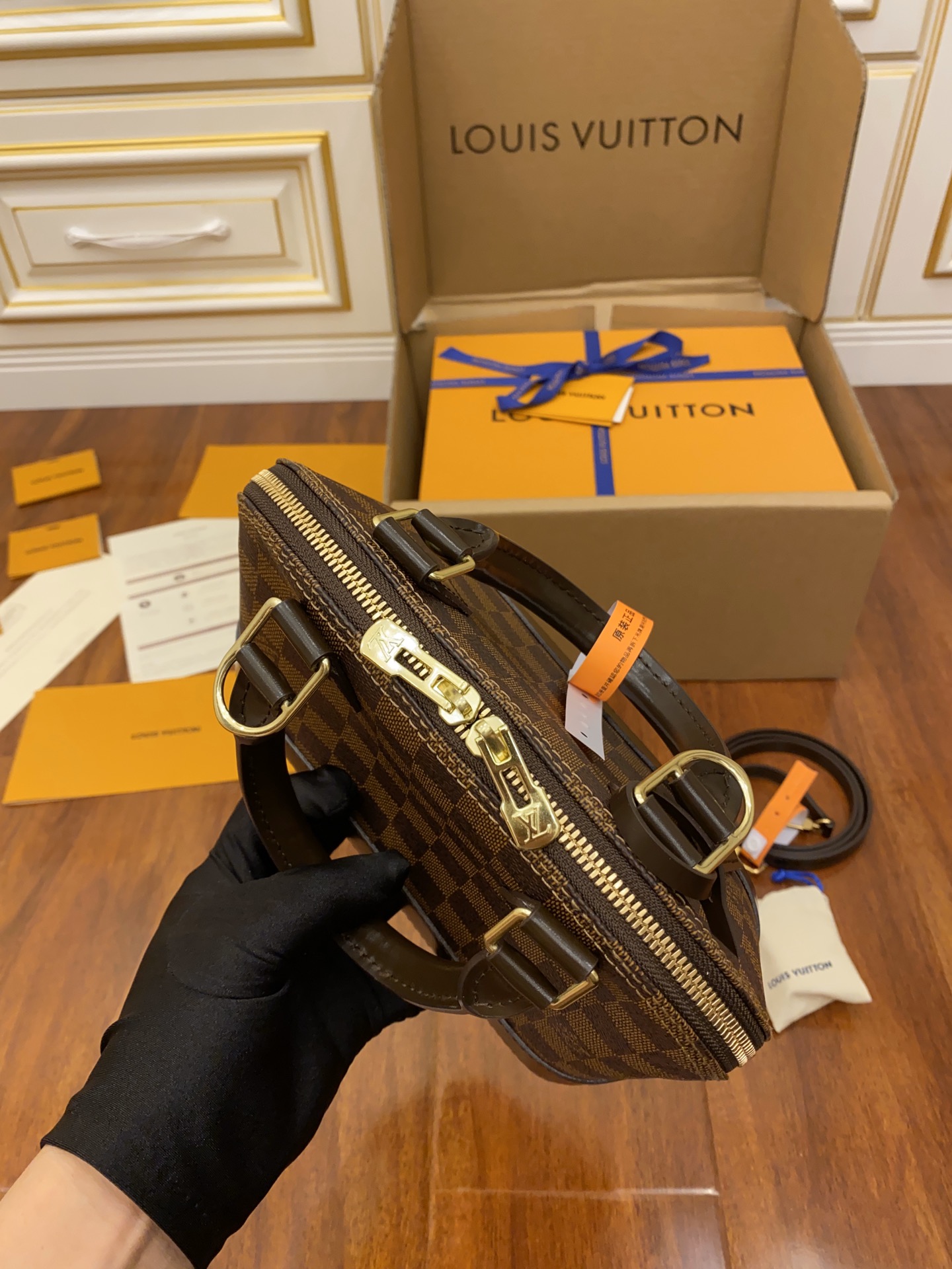 特級芯片 LOUIS VUITTON Alma LV 路易威登  牛皮革 斜挎包 单肩包 双肩包 水桶 手提包 老花棕色格子 N41221