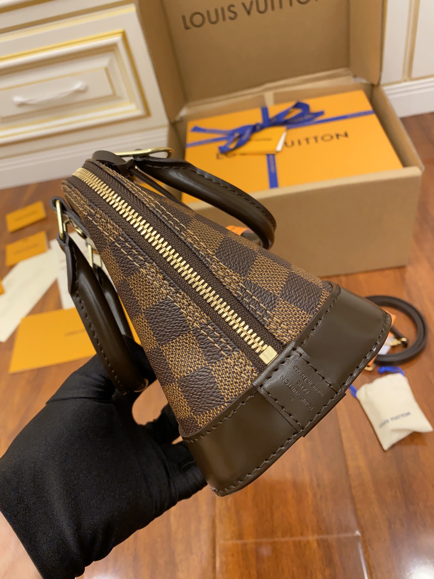 特級芯片 LOUIS VUITTON Alma LV 路易威登  牛皮革 斜挎包 单肩包 双肩包 水桶 手提包 老花棕色格子 N41221