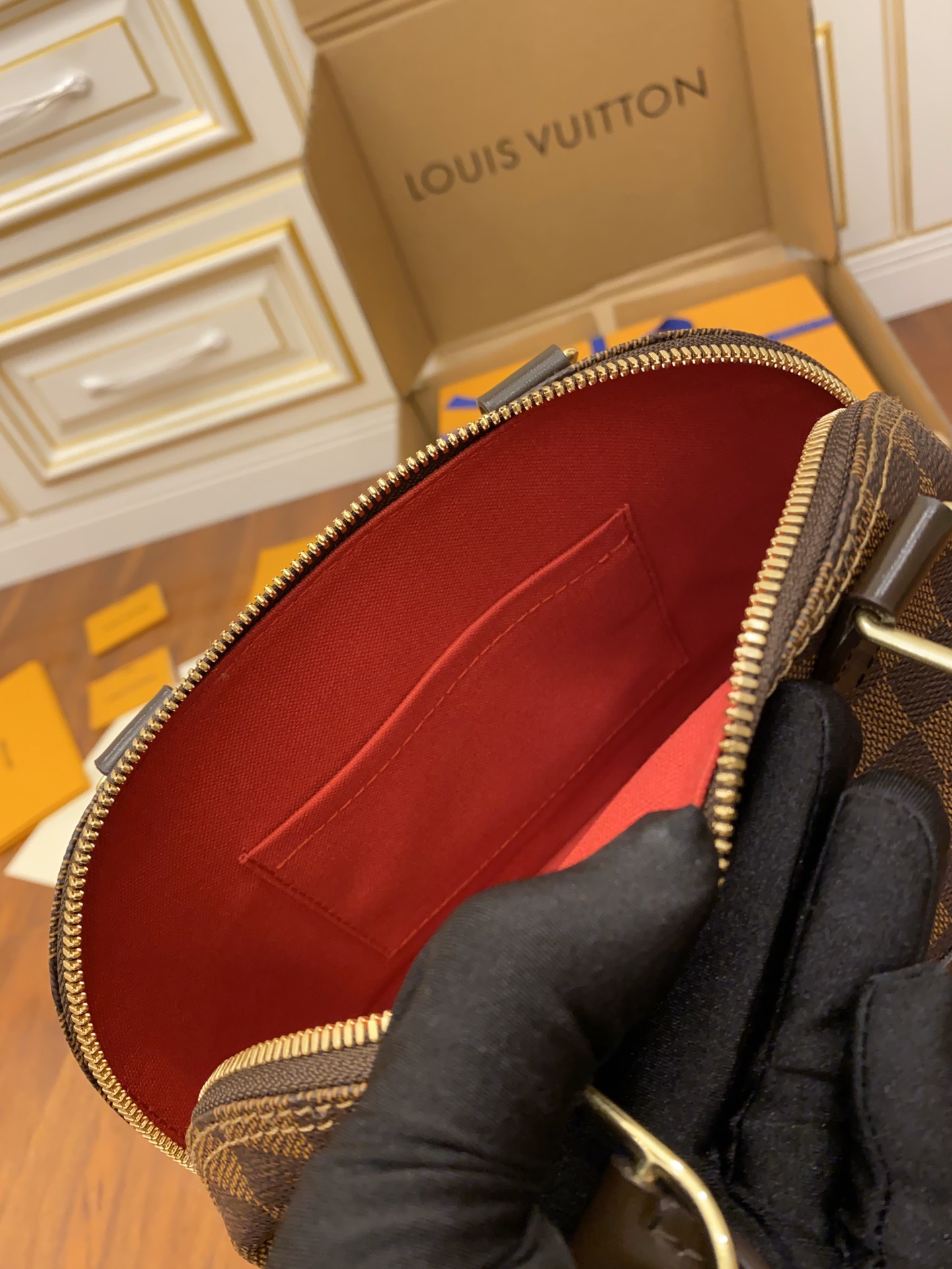 特級芯片 LOUIS VUITTON Alma LV 路易威登  牛皮革 斜挎包 单肩包 双肩包 水桶 手提包 老花棕色格子 N41221