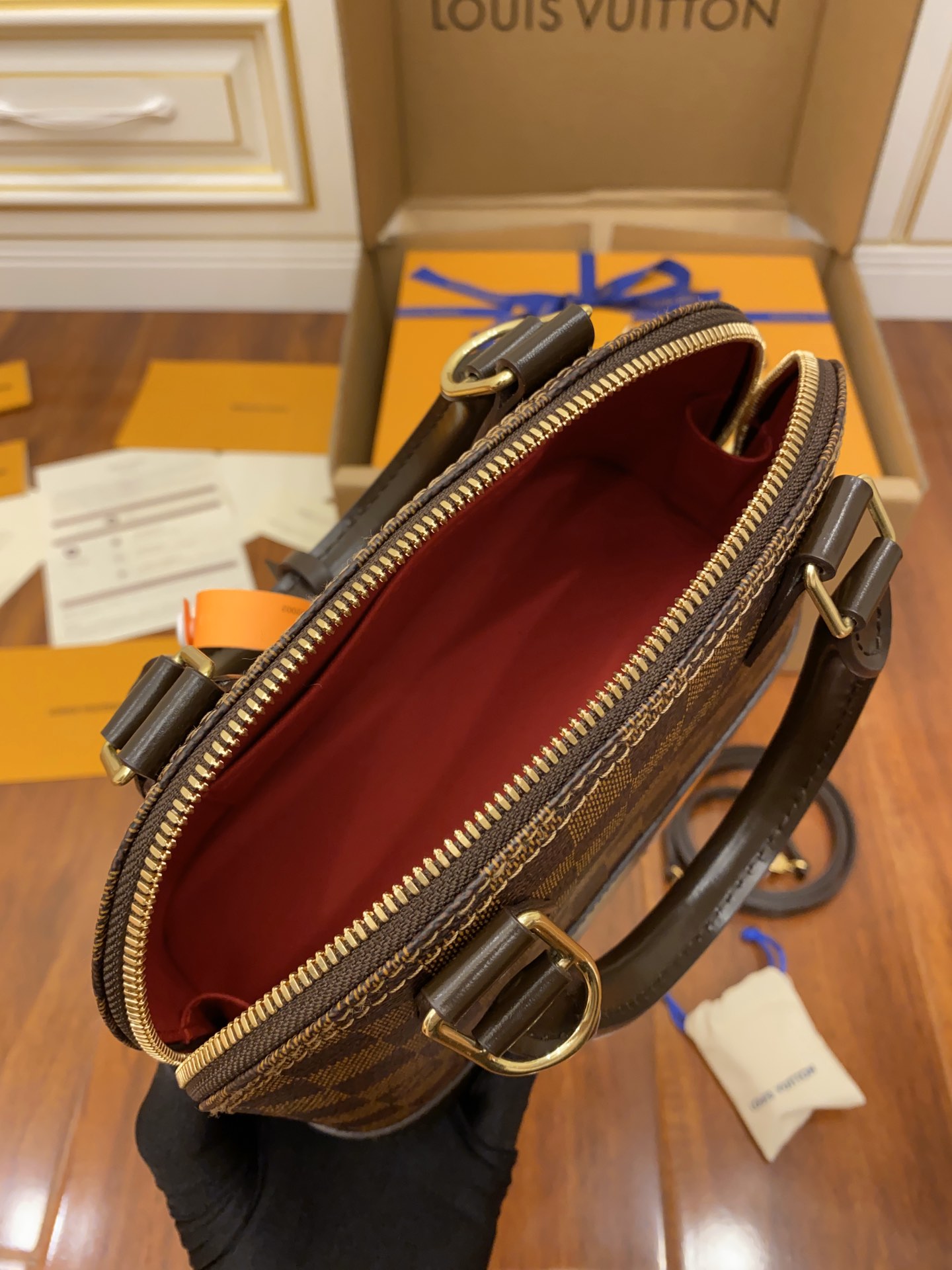 特級芯片 LOUIS VUITTON Alma LV 路易威登  牛皮革 斜挎包 单肩包 双肩包 水桶 手提包 老花棕色格子 N41221