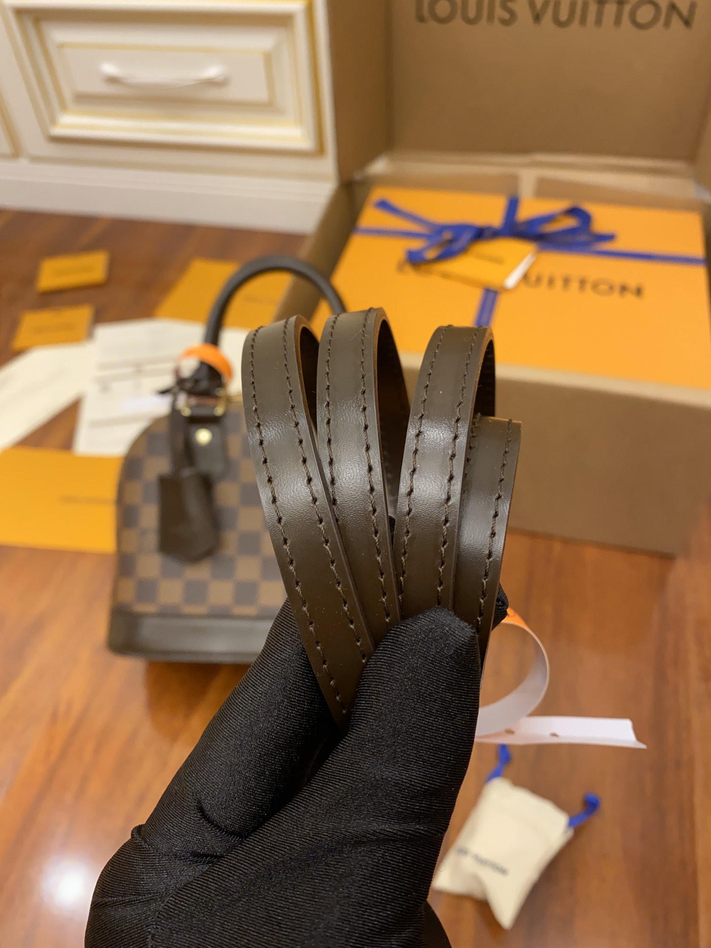 特級芯片 LOUIS VUITTON Alma LV 路易威登  牛皮革 斜挎包 单肩包 双肩包 水桶 手提包 老花棕色格子 N41221
