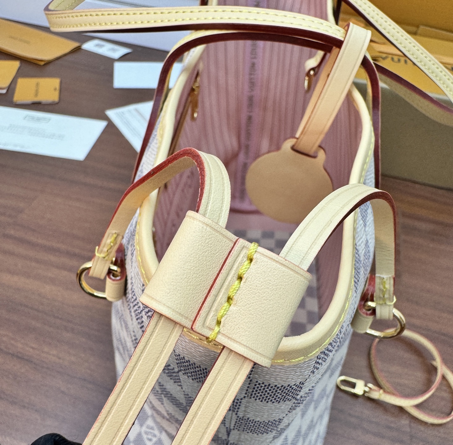 特級芯片 LOUIS VUITTON NEVERFULL MM LV 路易威登  牛皮革 斜挎包 单肩包 双肩包 水桶 手提包 白色格子 N40603