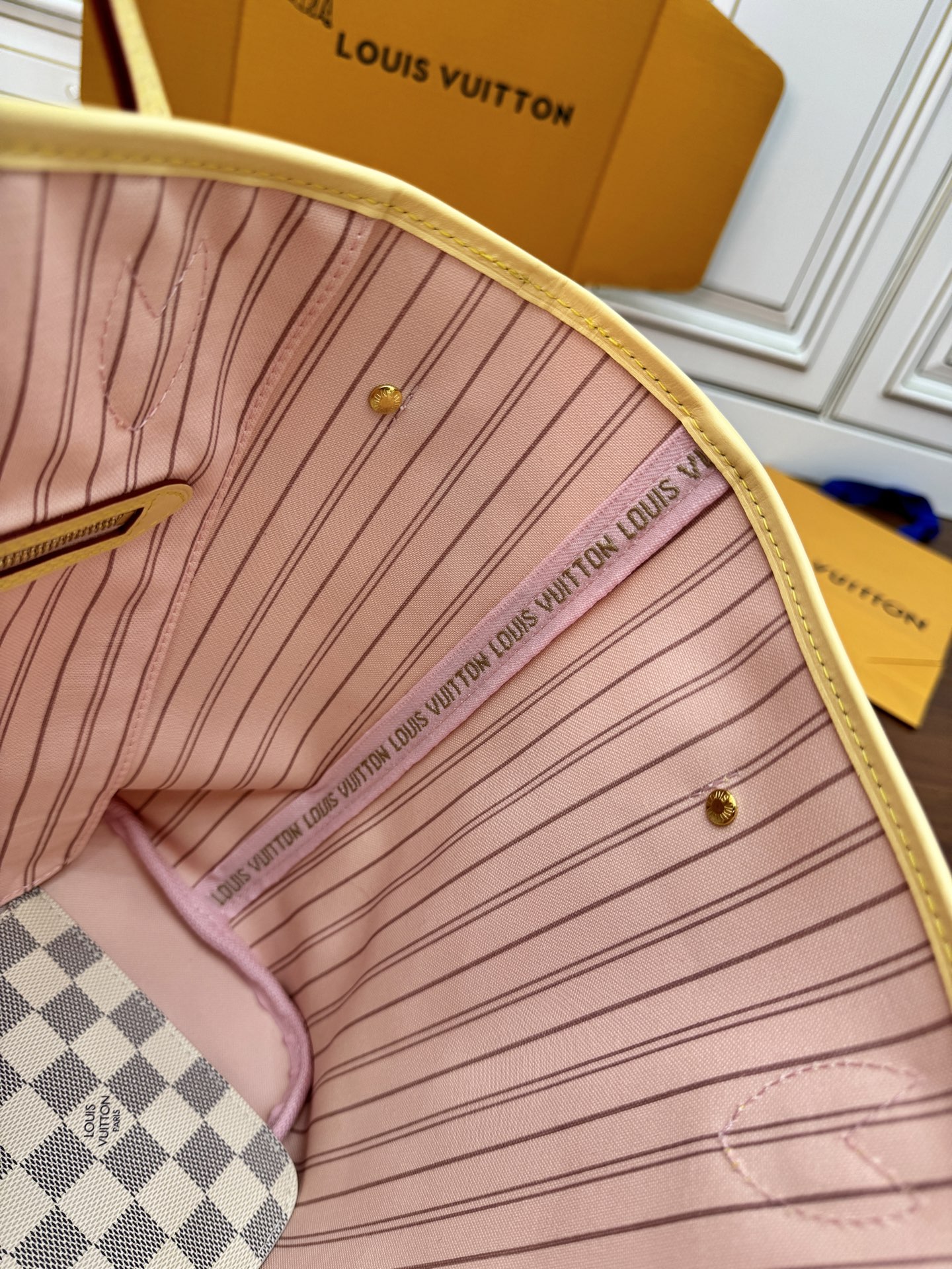 特級芯片 LOUIS VUITTON NEVERFULL MM LV 路易威登  牛皮革 斜挎包 单肩包 双肩包 水桶 手提包 白色格子 N40603