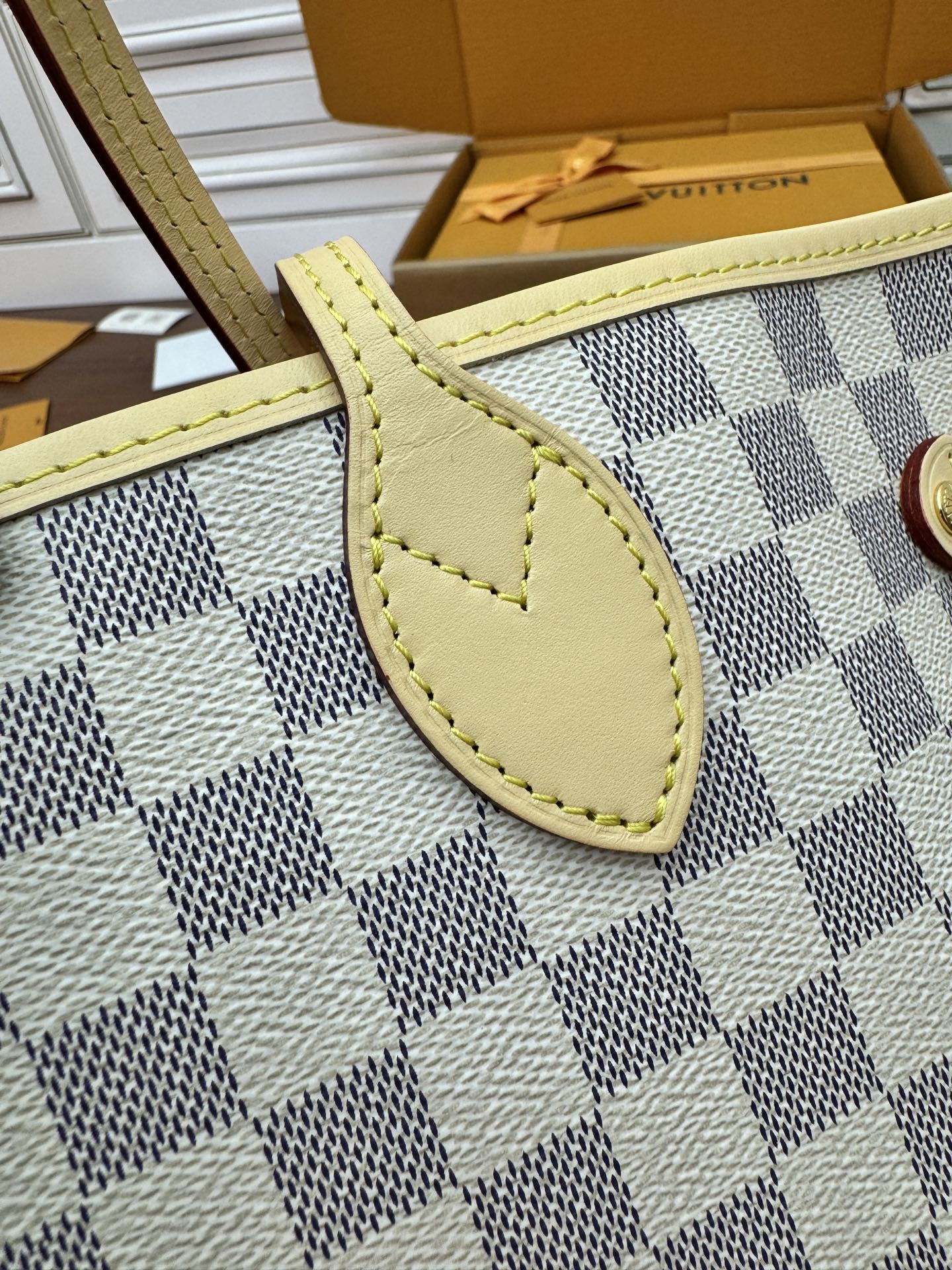 特級芯片 LOUIS VUITTON NEVERFULL MM LV 路易威登  牛皮革 斜挎包 单肩包 双肩包 水桶 手提包 白色格子 N40603