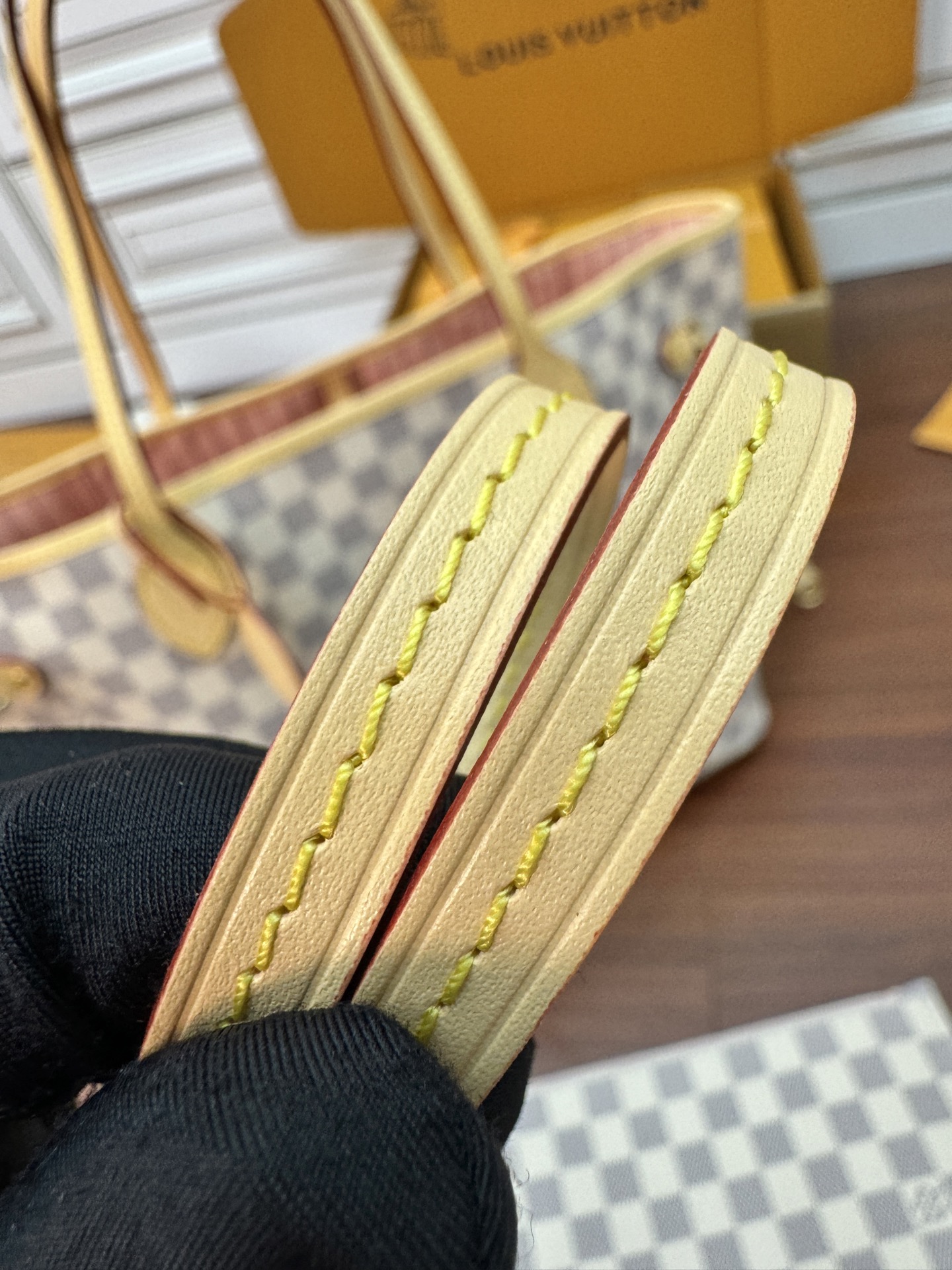 特級芯片 LOUIS VUITTON NEVERFULL MM LV 路易威登  牛皮革 斜挎包 单肩包 双肩包 水桶 手提包 白色格子 N40603