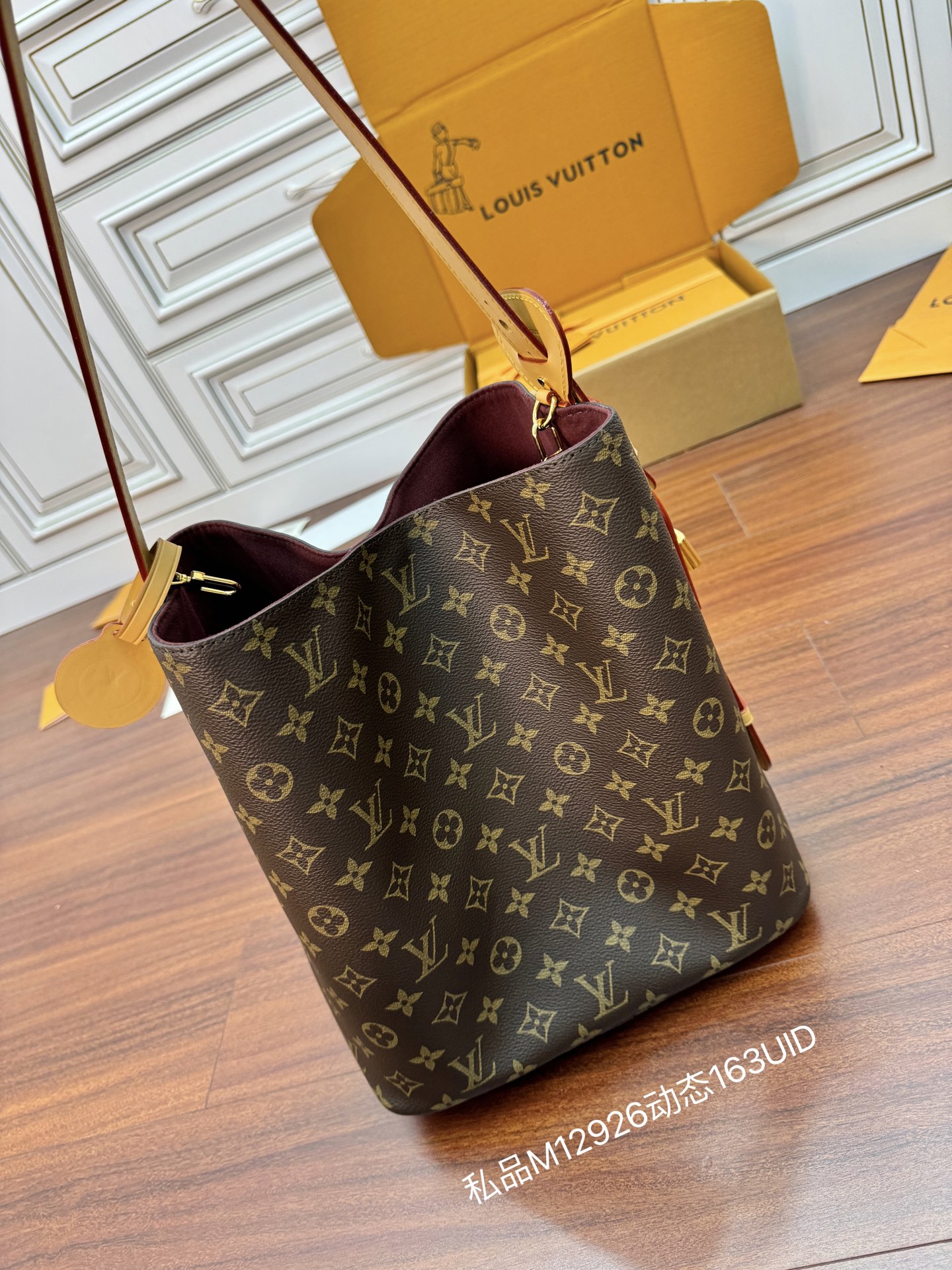 特級芯片 LOUIS VUITTON ALL IN LV 路易威登  牛皮革 斜挎包 单肩包 双肩包 水桶 手提包 老花 肩带可调节，不可拆卸 棕色 M12926