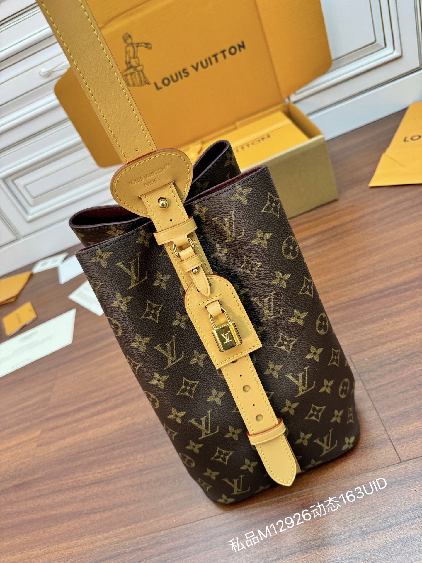 特級芯片 LOUIS VUITTON ALL IN LV 路易威登  牛皮革 斜挎包 单肩包 双肩包 水桶 手提包 老花 肩带可调节，不可拆卸 棕色 M12926