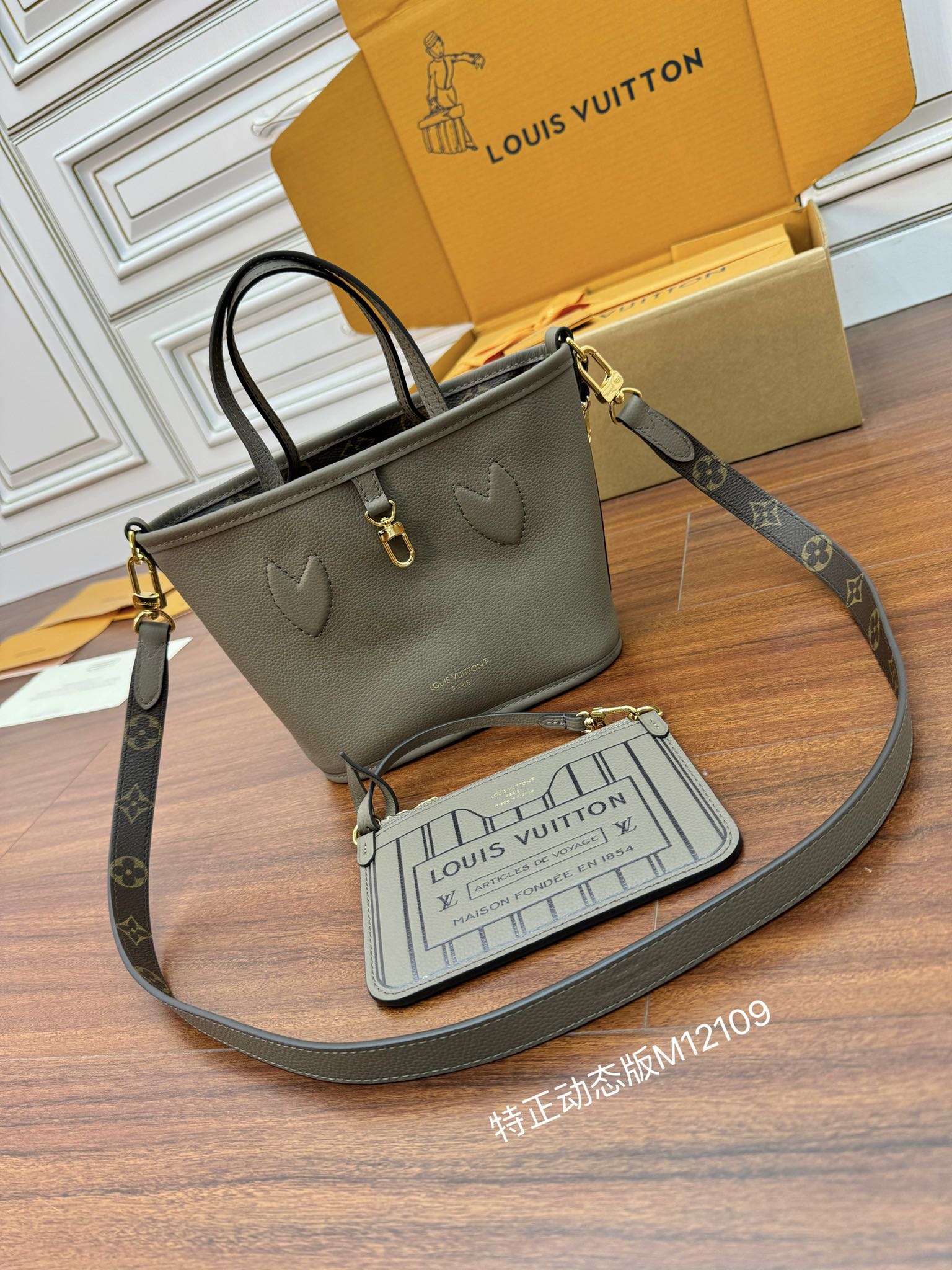 特級芯片 LOUIS VUITTON 路易威登  NEVERFULLBandoulière INSIDE OUT BB 可拆卸肩带 LV牛皮革 斜挎包 单肩包 双肩包 水桶 手提包 双面 褐色 M12109
