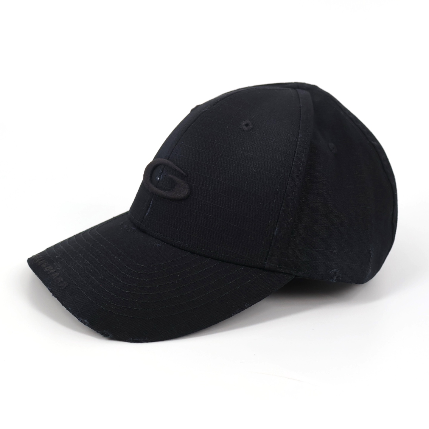 Balenciaga 巴黎世家 环形 鸭舌帽 做旧复古 双环拼接做旧棒球帽 黑色A2