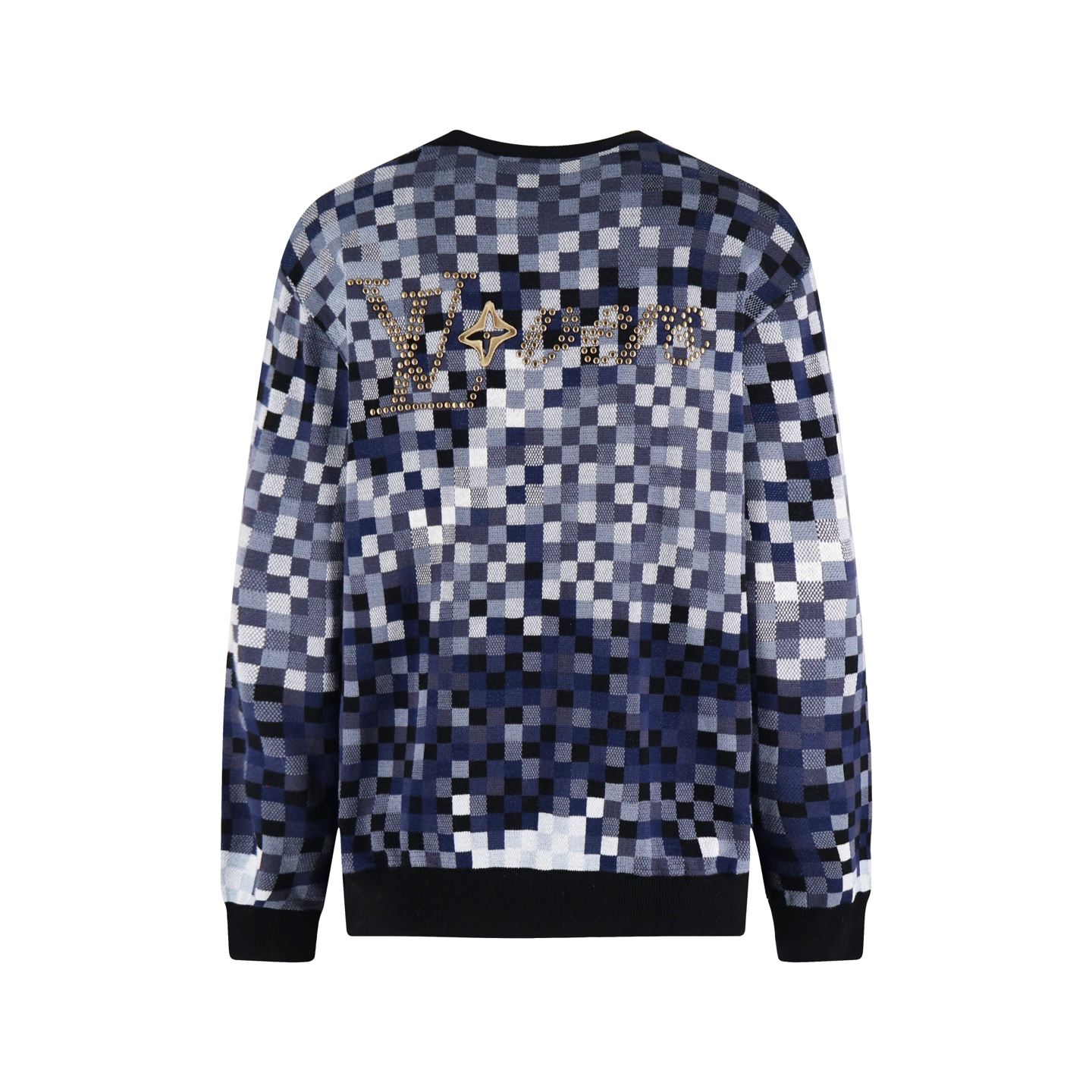 LOUIS VUITTON 路易威登  LV 马赛克提花 圆领 毛衣  针织 上衣 蓝色B5 1AGHTR