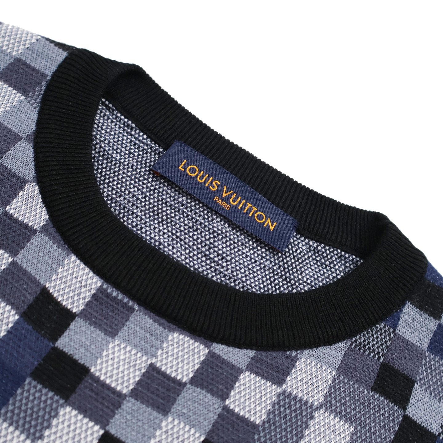 LOUIS VUITTON 路易威登  LV 马赛克提花 圆领 毛衣  针织 上衣 蓝色B5 1AGHTR