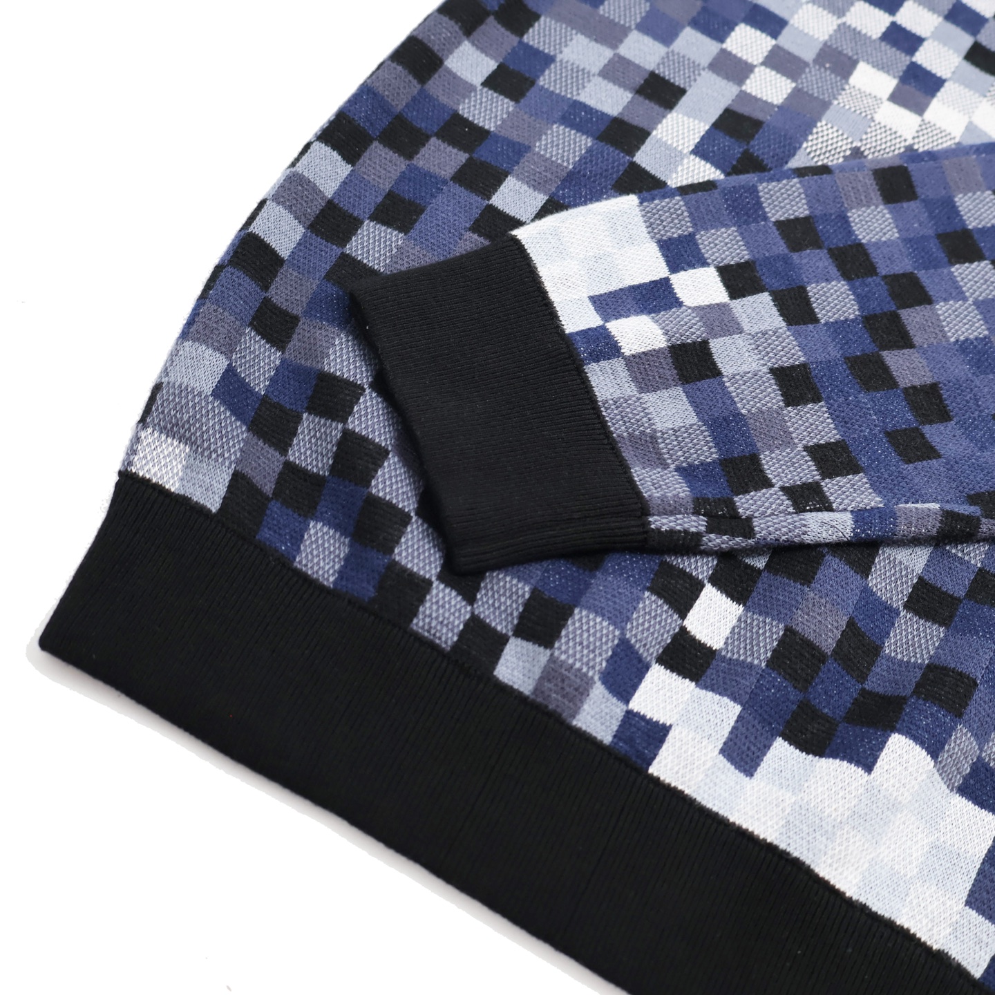 LOUIS VUITTON 路易威登  LV 马赛克提花 圆领 毛衣  针织 上衣 蓝色B5 1AGHTR