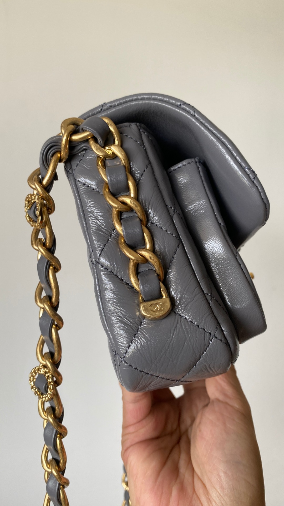  Chanel 香奈儿 头层皮 手提袋 斜挎包 包包 菱格纹  灰色 AS4992-B17383-NR652