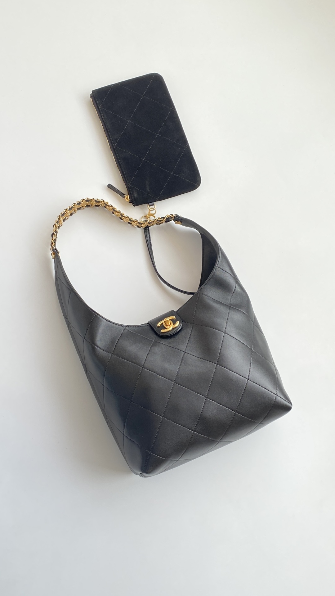 Chanel 香奈儿 HOBO 25P 嬉皮 头层皮 手提袋 斜挎包 包包  黑色 大号 AS5410-B19776-94305