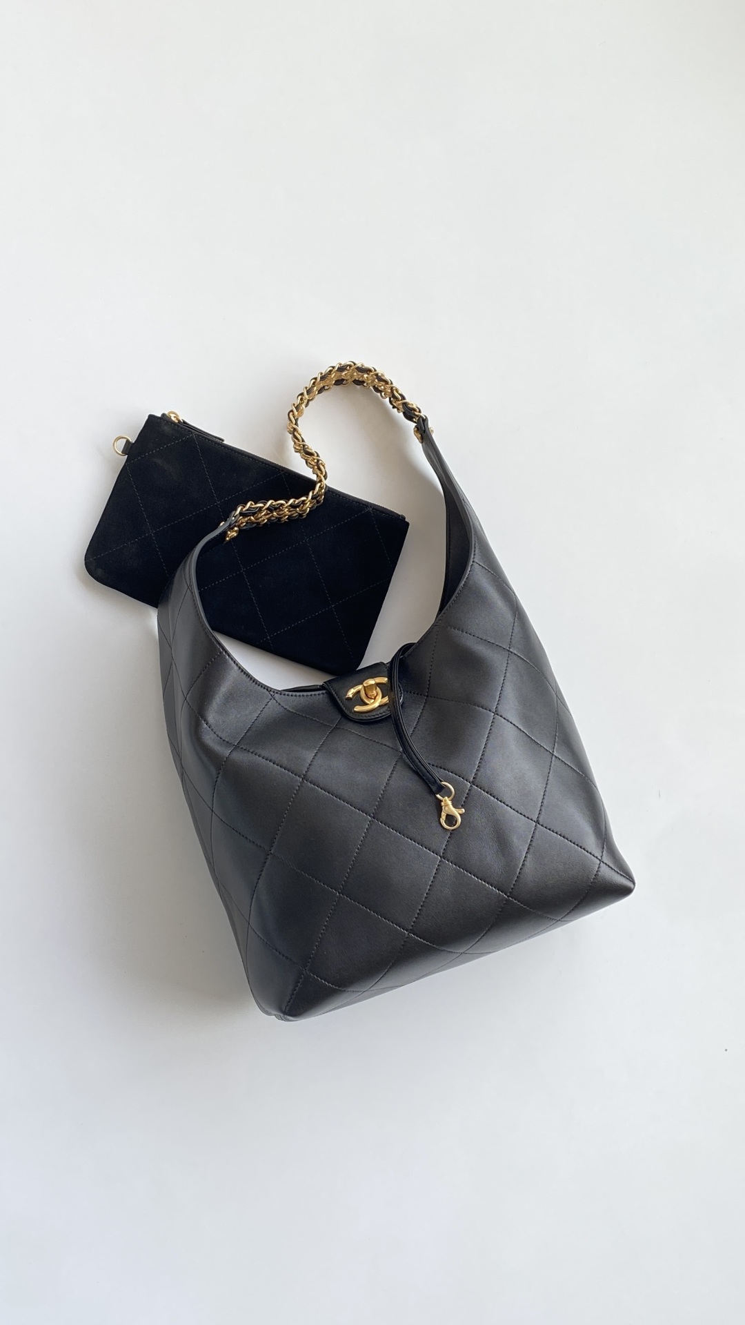 Chanel 香奈儿 HOBO 25P 嬉皮 头层皮 手提袋 斜挎包 包包  黑色 大号 AS5410-B19776-94305
