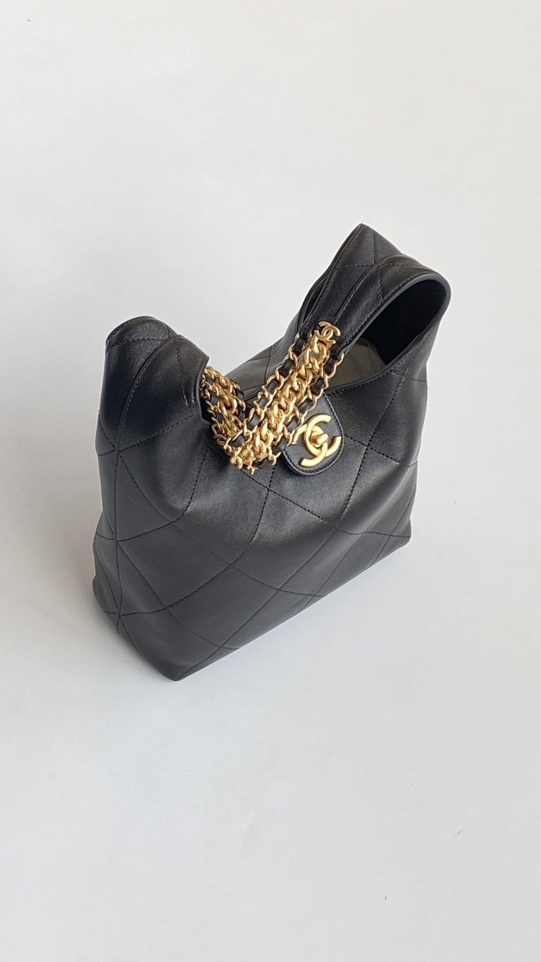 Chanel 香奈儿 HOBO 25P 嬉皮 头层皮 手提袋 斜挎包 包包  黑色 小号 AS5403-B19776-94305