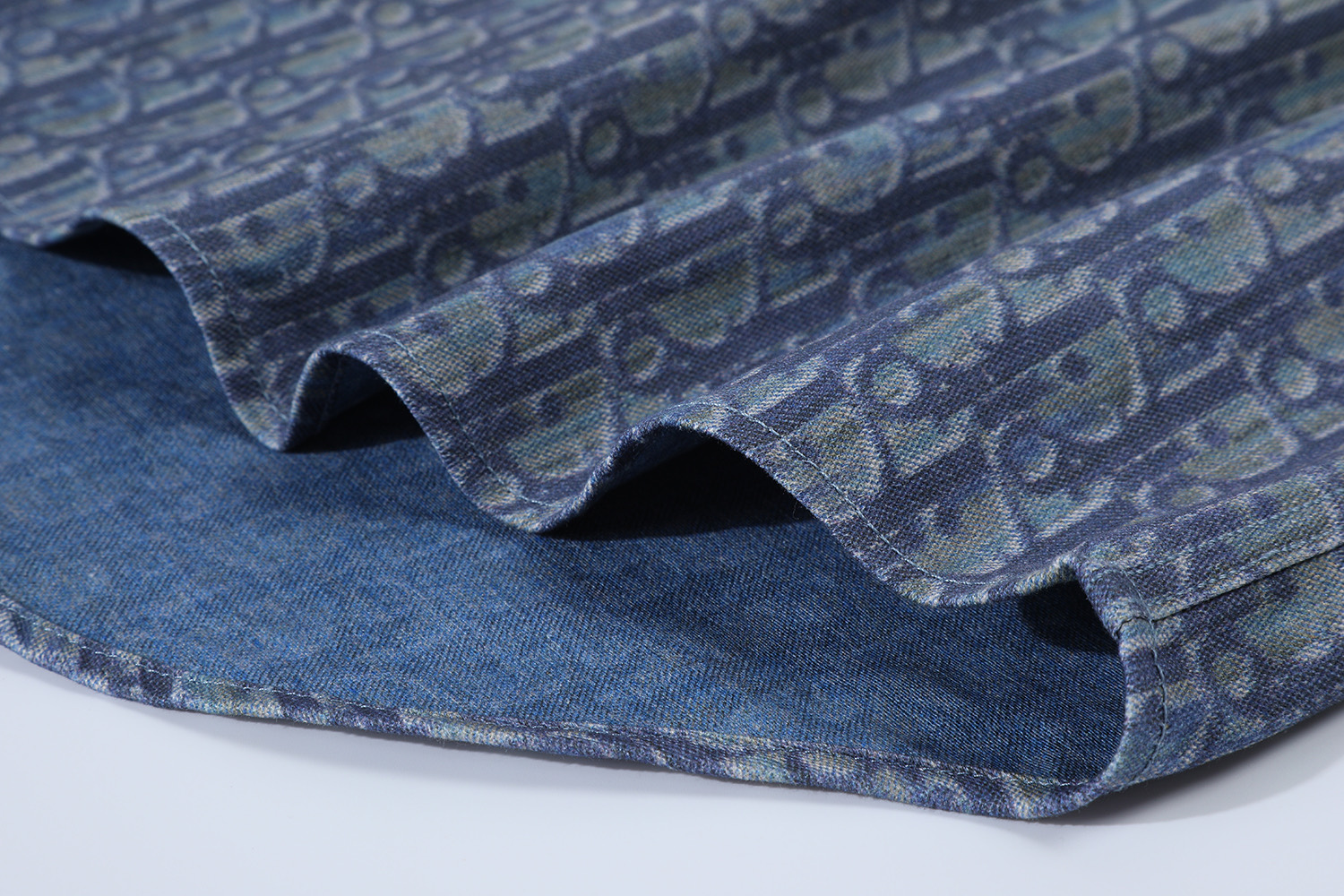 DIOR 迪奥斜纹印花 衬衫 T恤 棉质 夏季 短袖  蓝色B0 593D593A3016-C585