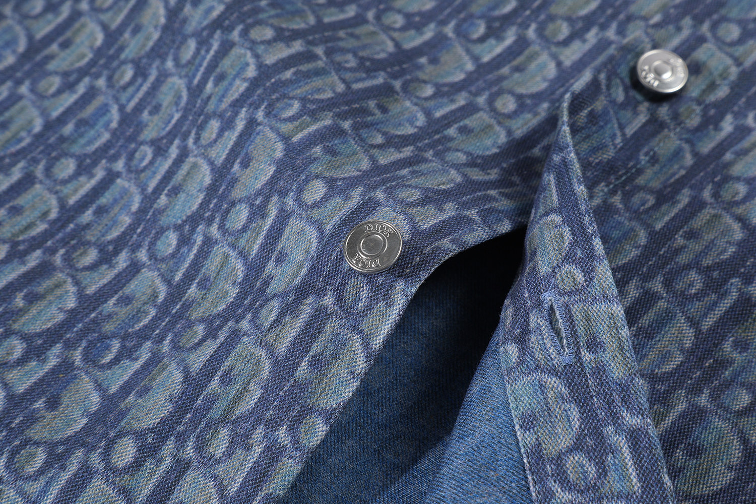 DIOR 迪奥斜纹印花 衬衫 T恤 棉质 夏季 短袖  蓝色B0 593D593A3016-C585