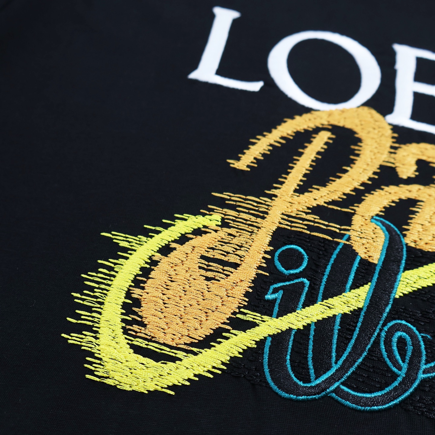 Loewe Paula's lbiza SS25 罗意威彩色标语  短袖 T恤 圆领 夏季 棕色 黑色A2 H616Y22X84-3428