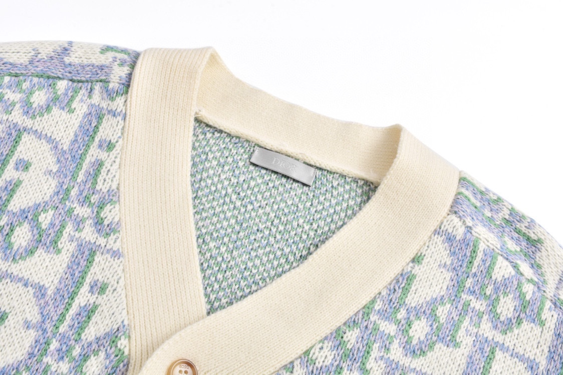 DIOR 迪奥 满印提花开衫 毛衣  秋冬 外套 长袖 米白色B0 213M233AT393-C084