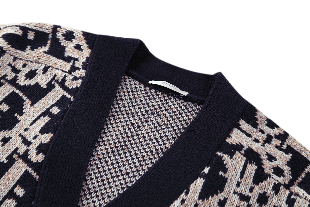 DIOR 迪奥 满印针织开衫 毛衣  秋冬 外套 长袖 海军蓝B0 213M233AT393-C581