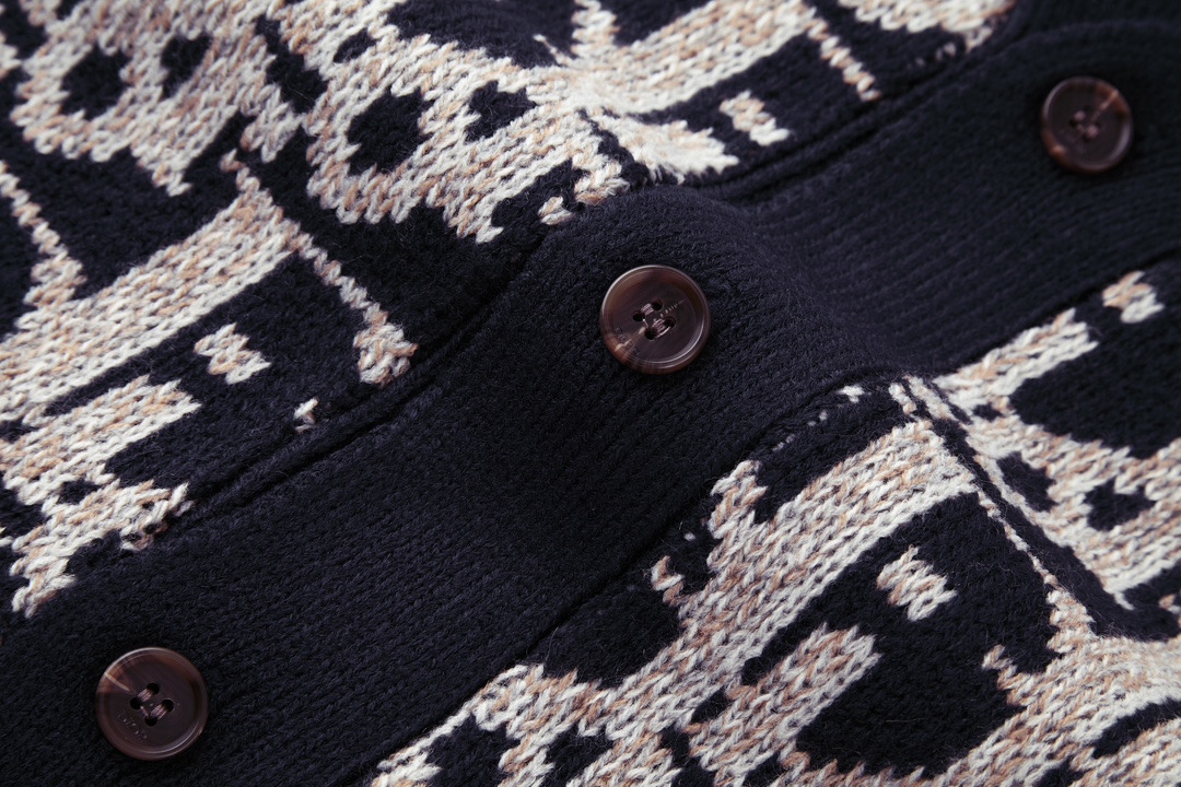 DIOR 迪奥 满印针织开衫 毛衣  秋冬 外套 长袖 海军蓝B0 213M233AT393-C581