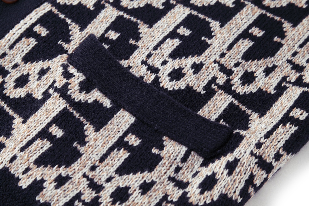 DIOR 迪奥 满印针织开衫 毛衣  秋冬 外套 长袖 海军蓝B0 213M233AT393-C581