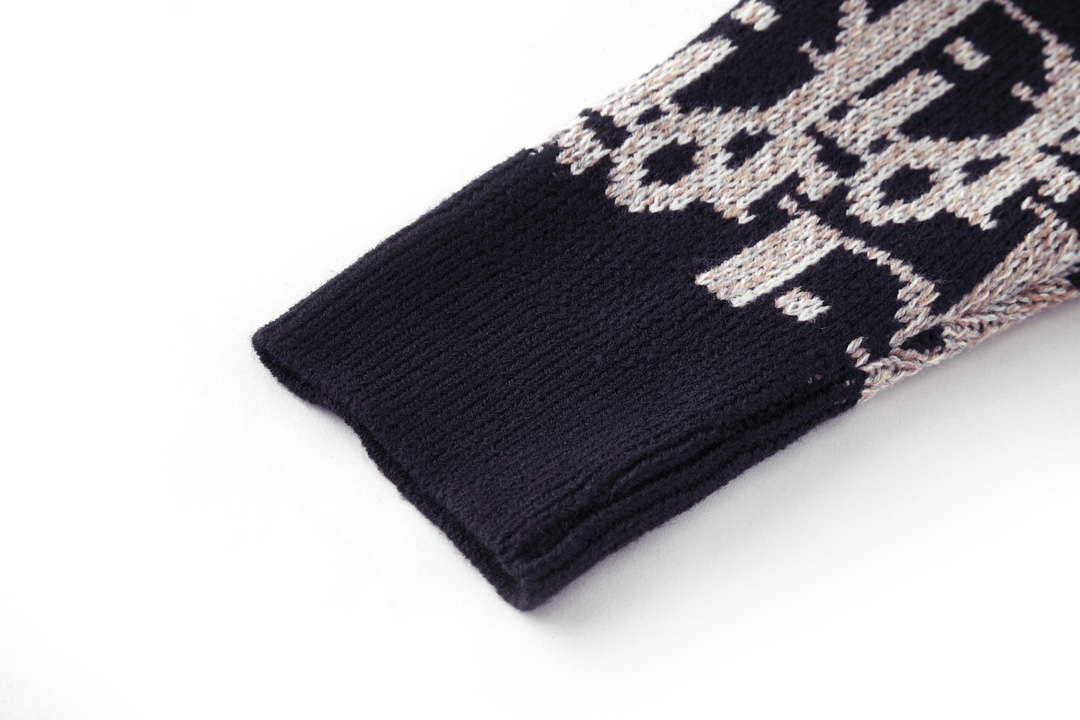 DIOR 迪奥 满印针织 毛衣  秋冬 外套 长袖 海军蓝B0 193M638AT393-C581