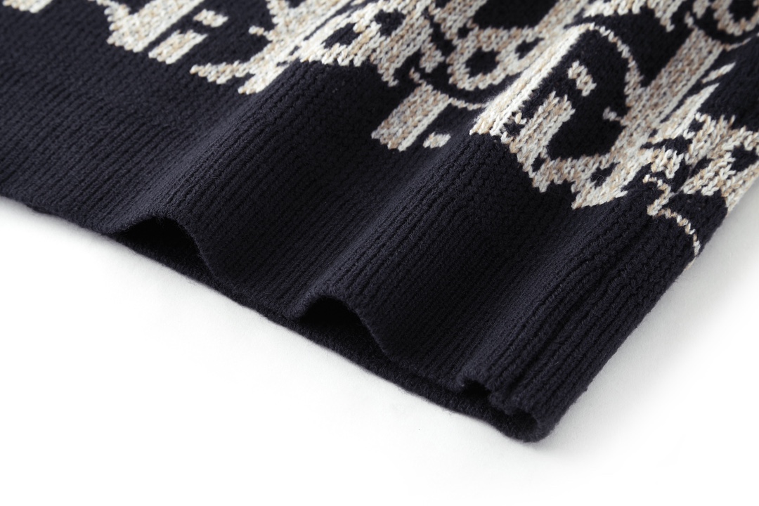 DIOR 迪奥 满印针织 毛衣  秋冬 外套 长袖 海军蓝B0 193M638AT393-C581