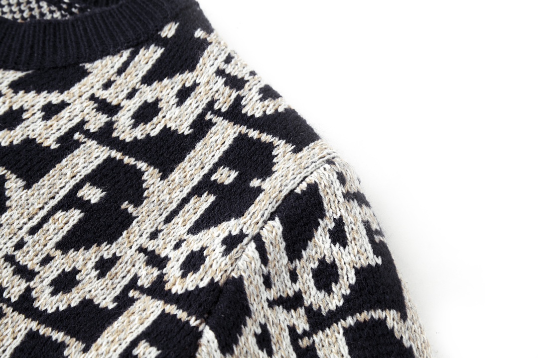 DIOR 迪奥 满印针织 毛衣  秋冬 外套 长袖 海军蓝B0 193M638AT393-C581