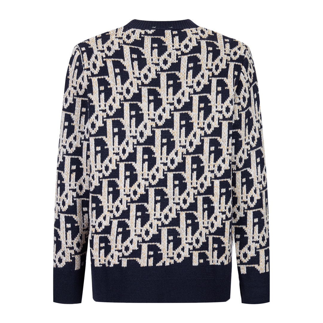 DIOR 迪奥 满印针织 毛衣  秋冬 外套 长袖 海军蓝B0 193M638AT393-C581