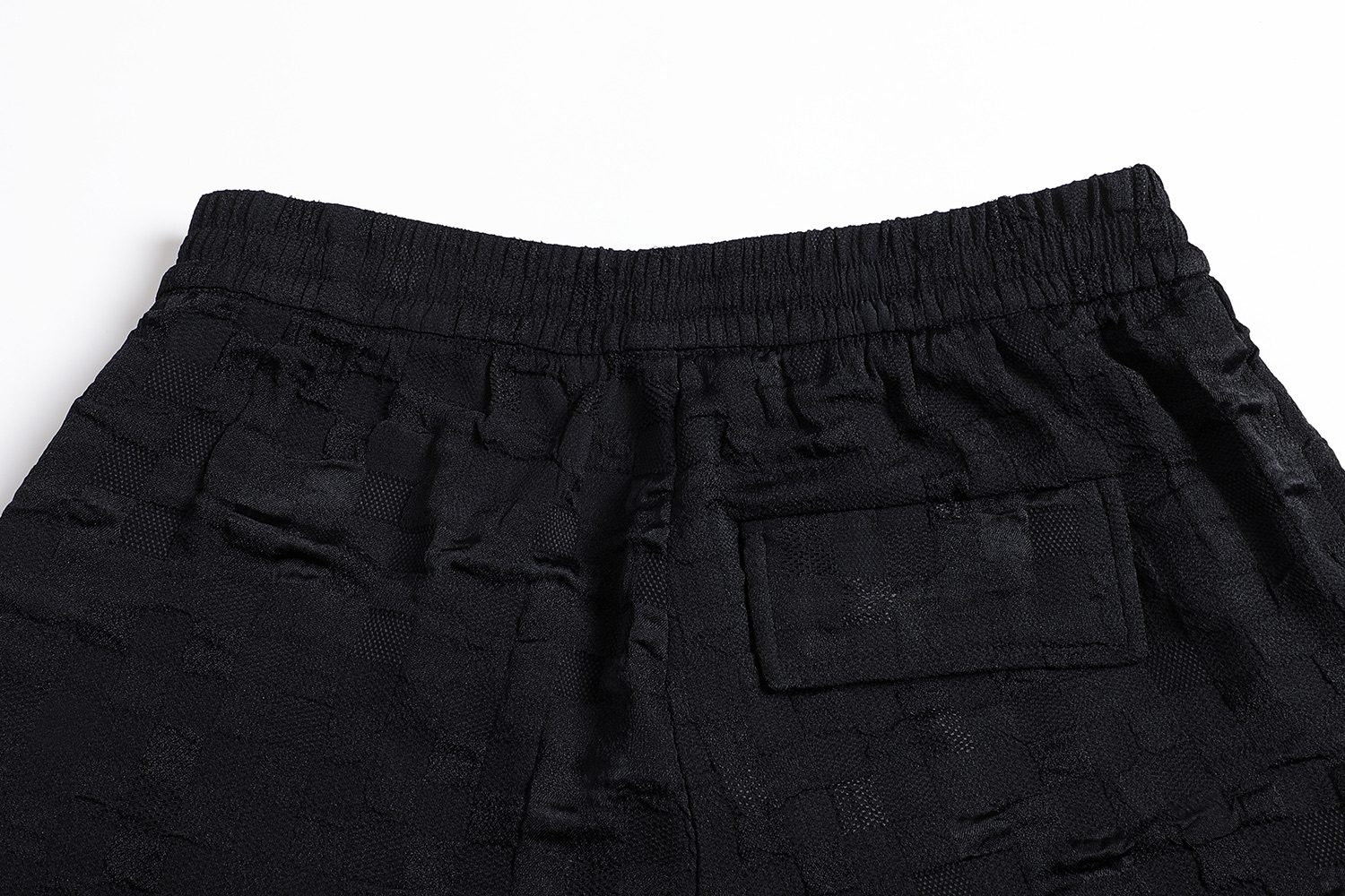 LOUIS VUITTON 路易威登 LV 提花方格 短裤 牛仔休闲裤 裤子 五分裤 黑色A5 1AHCD8