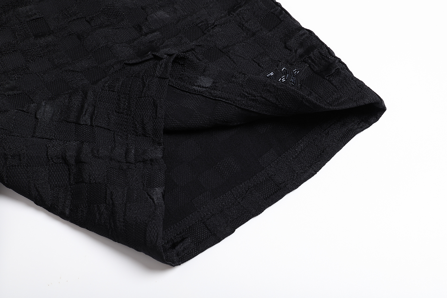 LOUIS VUITTON 路易威登 LV 提花方格 短裤 牛仔休闲裤 裤子 五分裤 黑色A5 1AHCD8