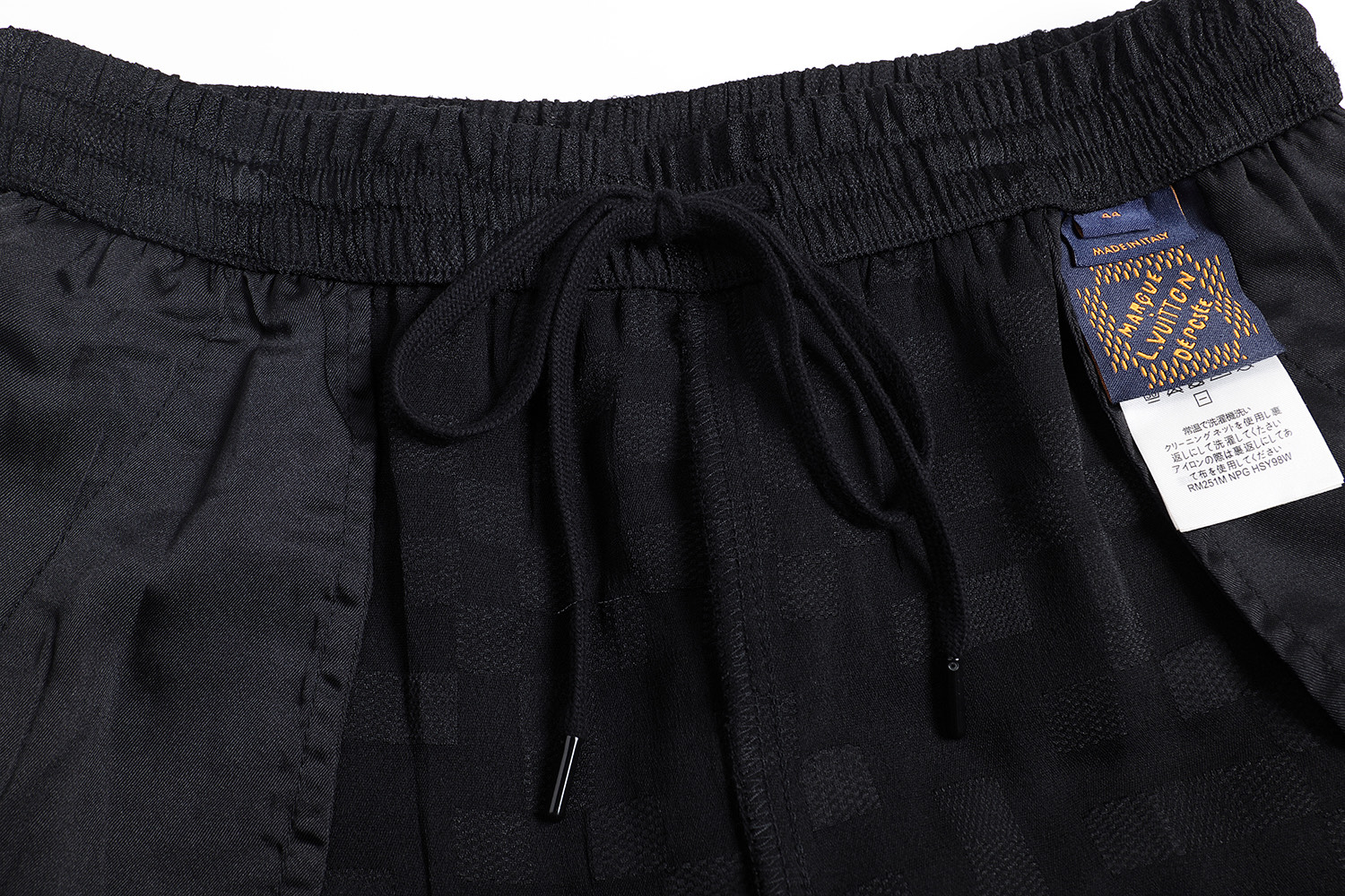 LOUIS VUITTON 路易威登 LV 提花方格 短裤 牛仔休闲裤 裤子 五分裤 黑色A5 1AHCD8