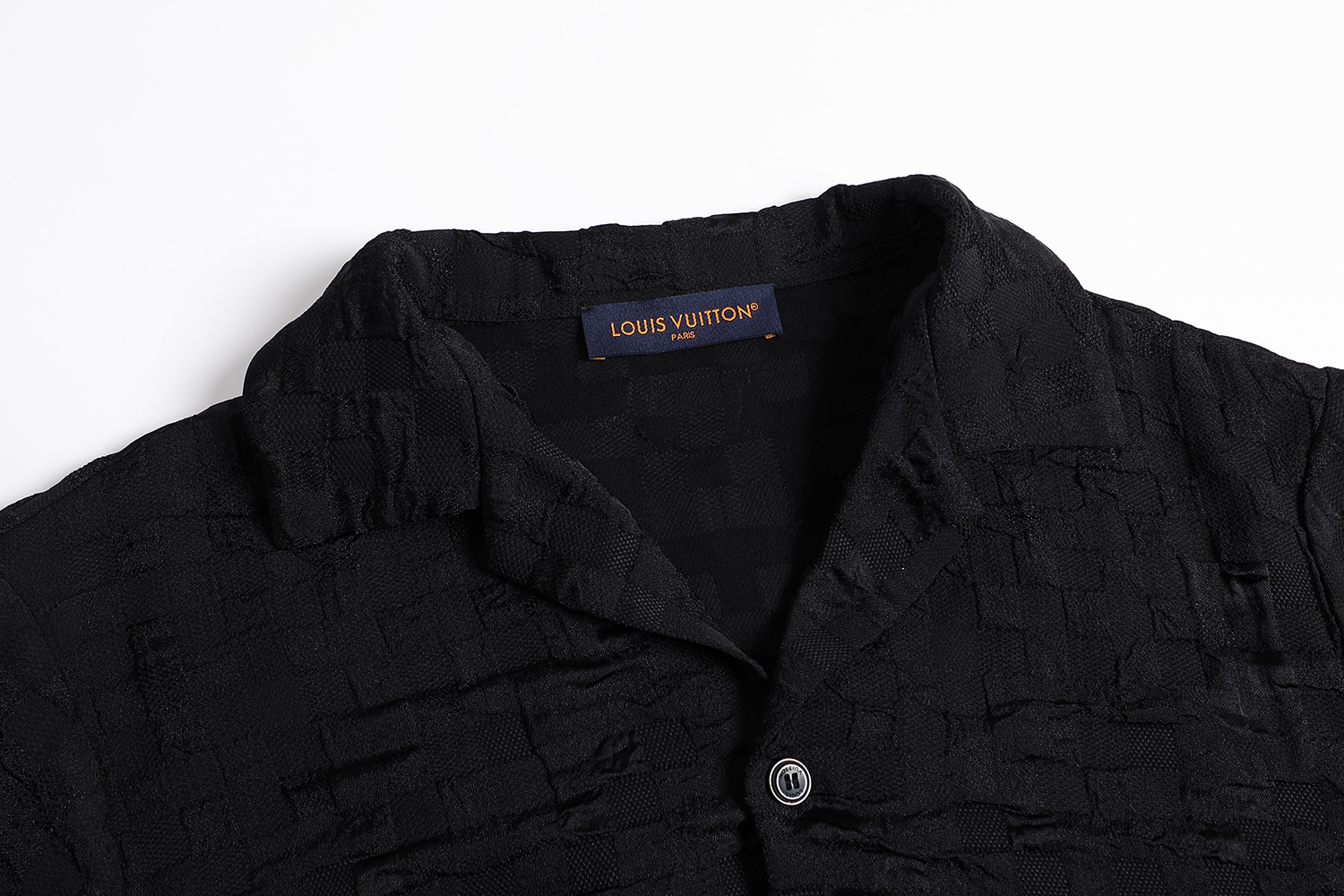 LOUIS VUITTON 路易威登 LV 提花反格 polo衬衫 夏季 T恤 男女同款  短袖  黑色B0 1AHCH2