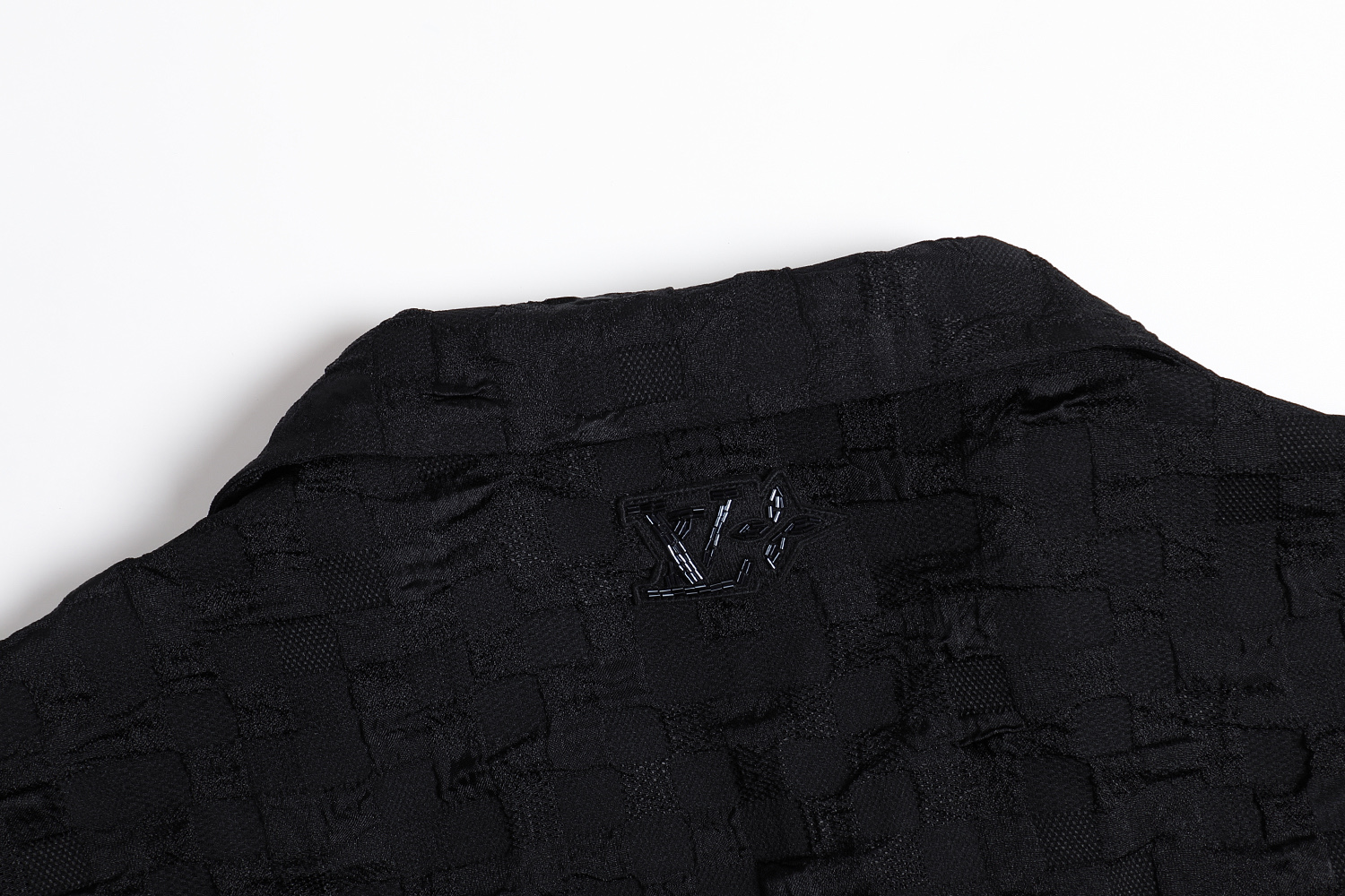 LOUIS VUITTON 路易威登 LV 提花反格 polo衬衫 夏季 T恤 男女同款  短袖  黑色B0 1AHCH2